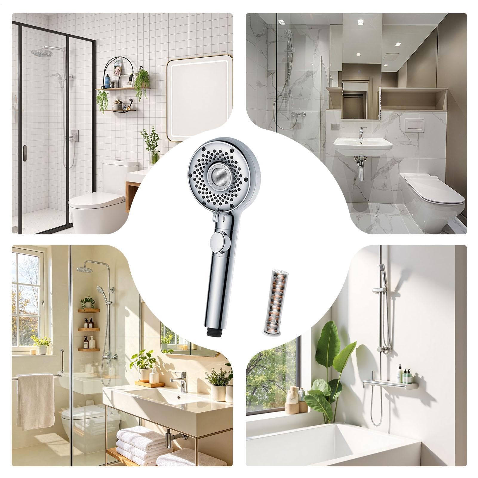 Cabezal de ducha de mano con 5 ajustes de pulverización, cabezal de ducha de baño de alta presión para experiencia de spa en casa, fácil instalación y ajuste