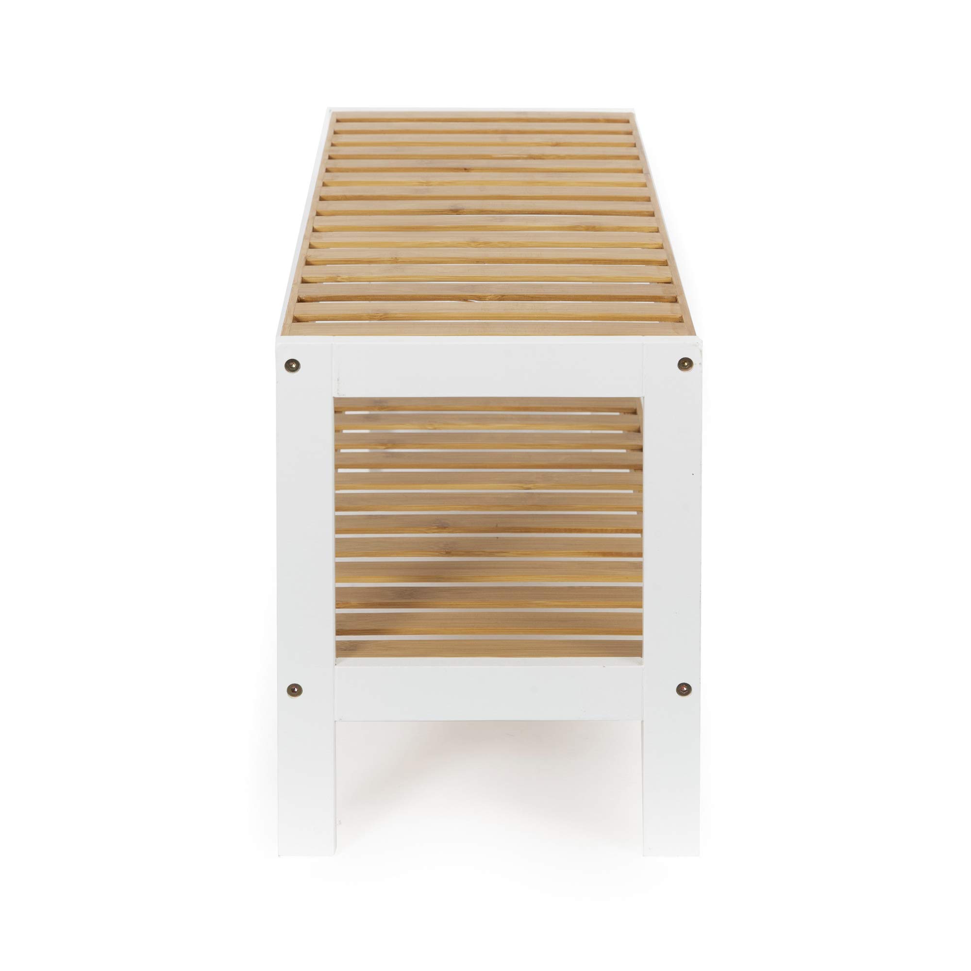 Compactor scaffale per scarpe in bambù Marrone Chiaro e Bianco 70 x 26 x H 33.5 cm