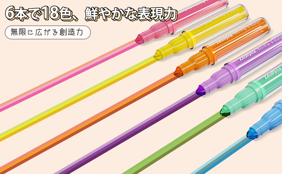 マーカーペン Amazon.co.jp: Zeallynx 蛍光ペン 3色一体型 マーカーペン 6本セット