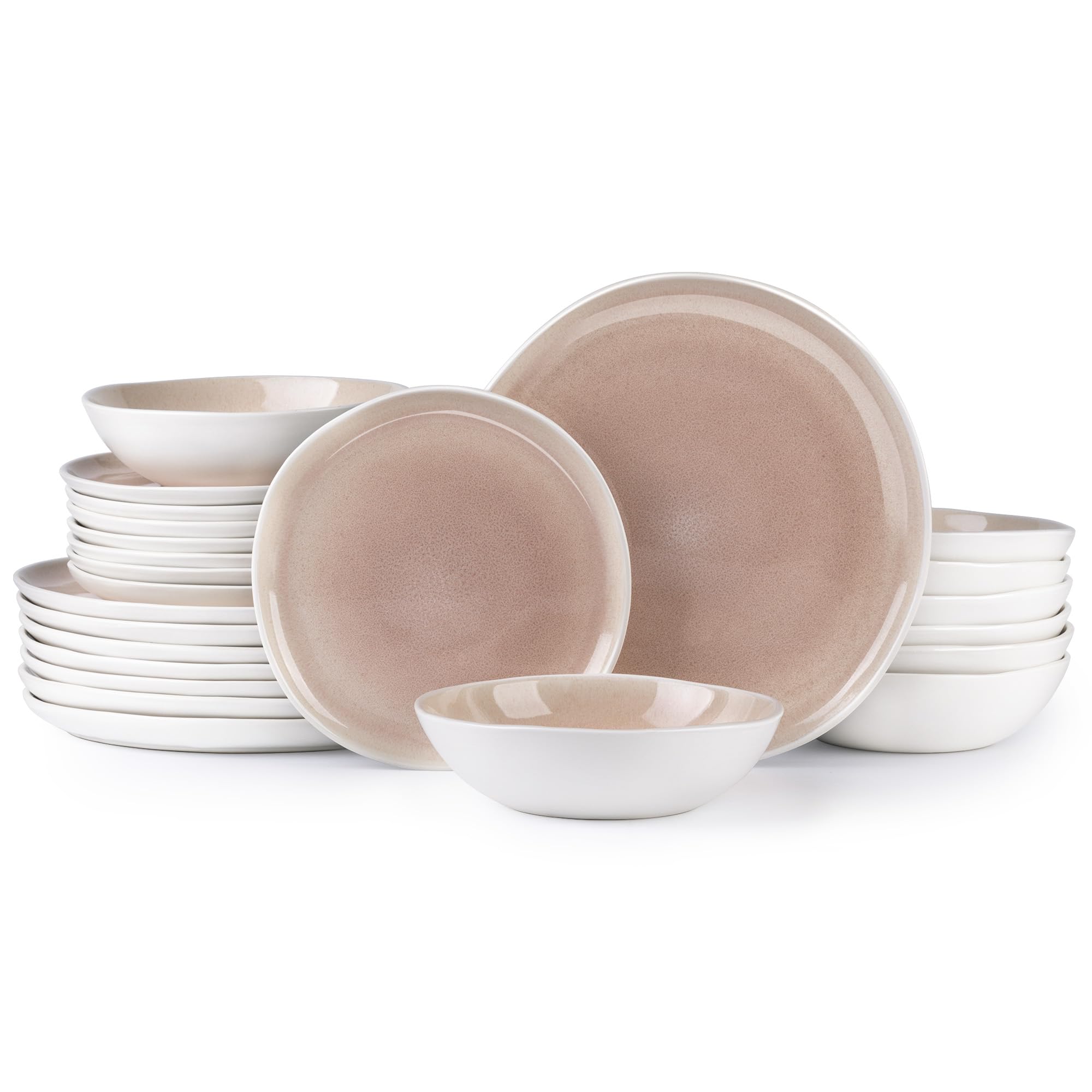 AmorArc Ceramic Dinnerware Sets for 8, 24Pcs Plates and Bowls Sets Dishes