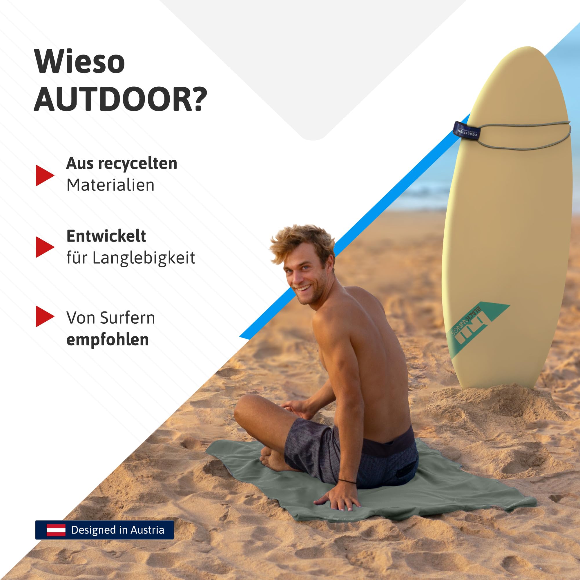 AUTDOOR® Mikrofaser Badeponcho Damen & Herren - nachhaltig aus 100% recycelten PET-Flaschen - Handtuch als Umziehhilfe für Strand und Wassersport - schnelltrocknend & kompakt (Grün, Large)