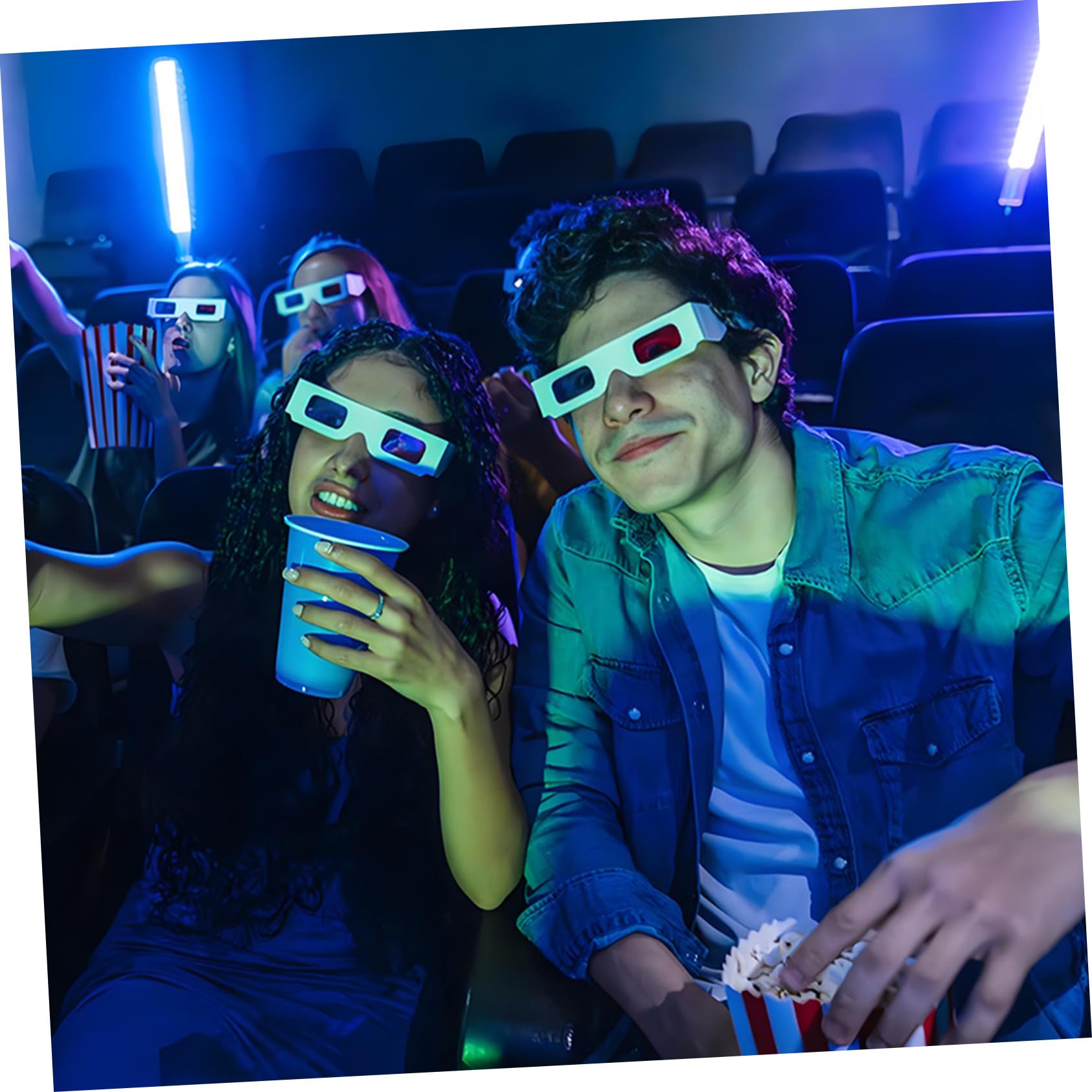 Mikikit Occhiali 3d Anaglifi in Cartone Bianco, Leggeri e Portatili, Confezione da 100 Pezzi per Ragazzo Ragazza e Adulti, per Guardare Film in 3d a Casa al Cinema