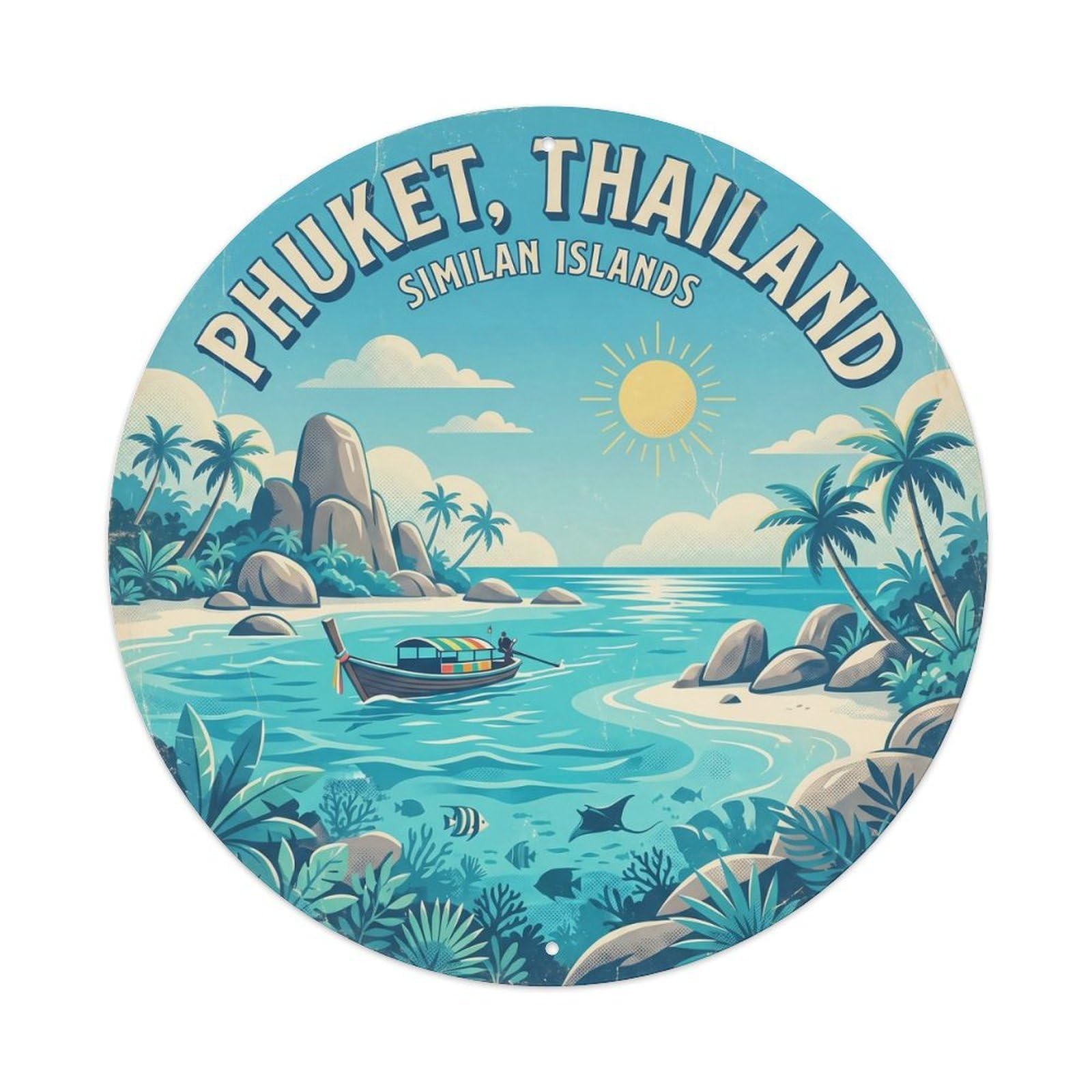 Odgynaw 8X8inch(20X20cm) Phuket Similan Islands Island Beach Destination Metal Tin Sign