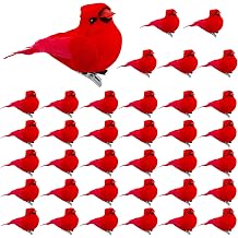 36 Pcs Red Cardinal Christmas Ornaments, Christmas Tree Decor,Classic Style