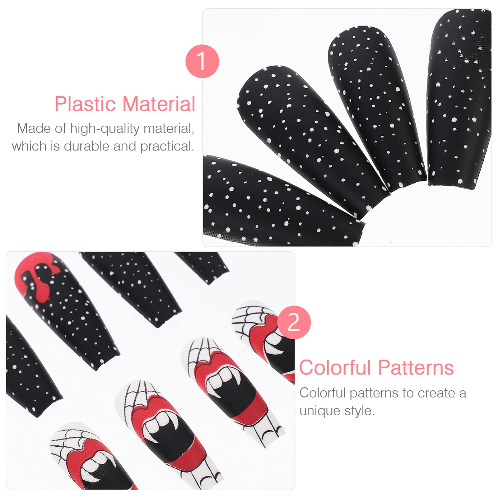 LALAFINA 240 Pz unghie finte fake nails decorazioni unghie decorazioni per unghie nail art manicure unghie decorazioni decorazione unghie Halloween plastica