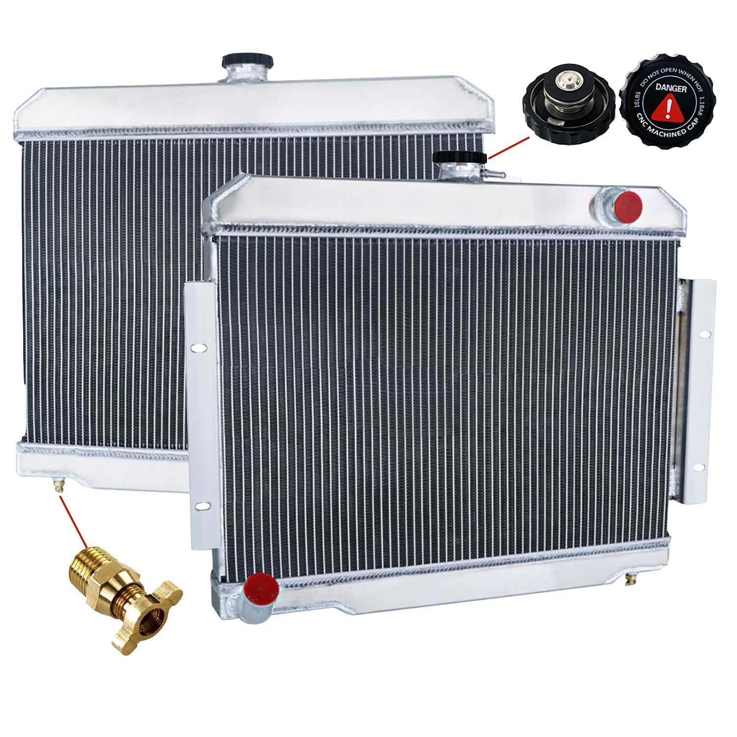 CC583 3 Row Core All Aluminum Radiator Compatible With 1972-1985 73 74 75 76 77 78 79 80 81 82 83 84 Jeep CJ5 CJ6 CJ7 Scrambler 33.8L / 4.2L / 5.0L L6 V8 Engines 3 row radiators