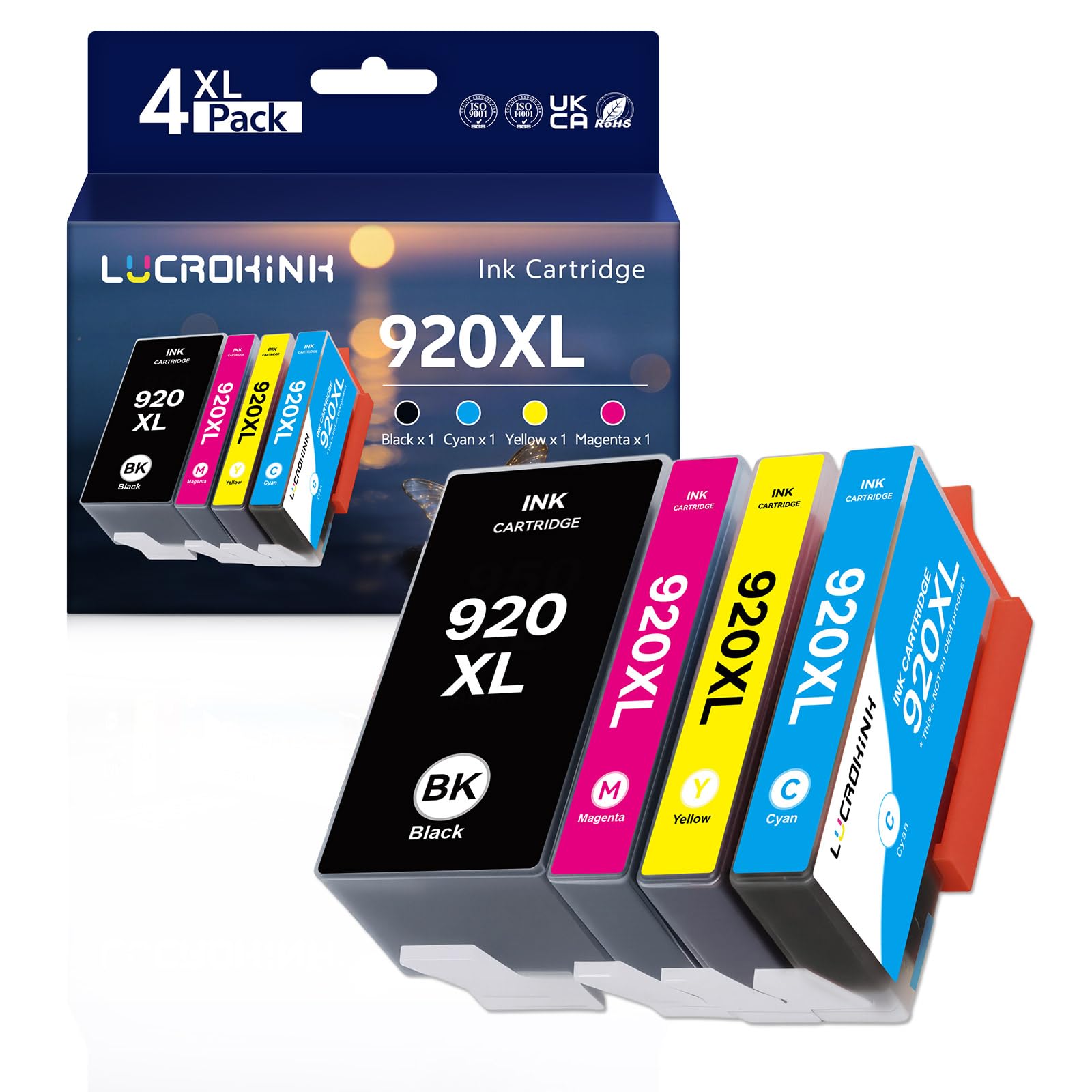 – 920XL Compatible Ink Cartridges Compatible with HP 920 xl 920-xl, 4 Pack, for Officejet 6000 6500 6500A 7000 7500 7500A Printer printer (1*Black, 1*Cyan, 1*Magenta, 1*Yellow)
