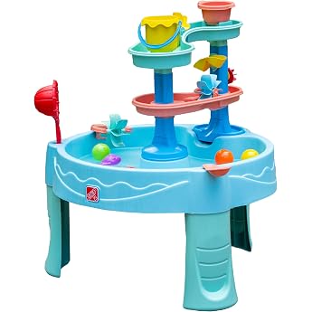 Step2 Double Spin & Showers Water Play Table with 22-Piece Accessory Set Garden Water Play Table for Children Large Water Table for Children