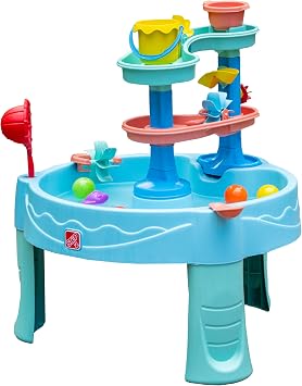 Step2 Double Spin & Showers Water table with 22-piece accessory set | Children's water toys | Water activity table for the garden