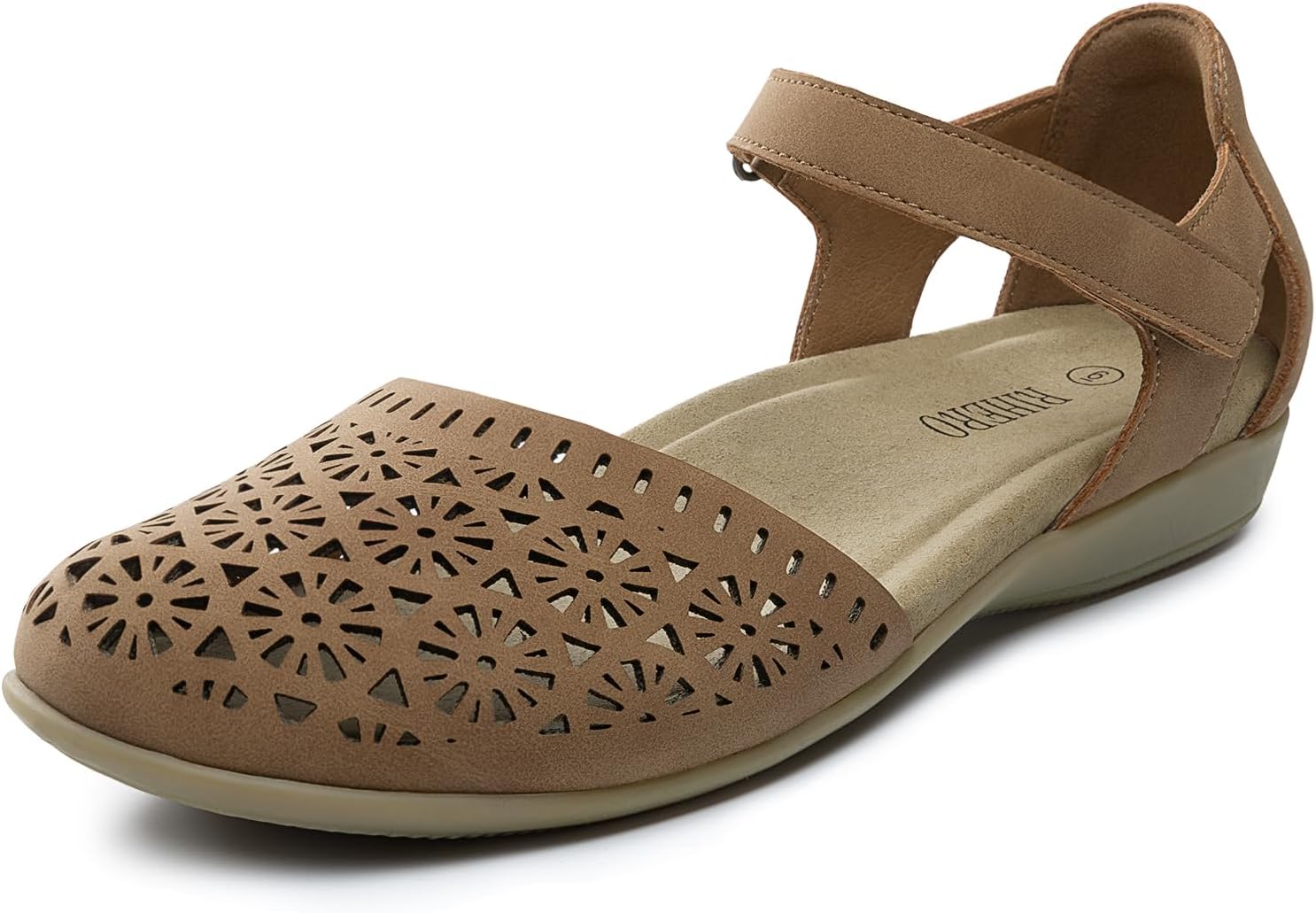 Rihero Summer Casual Closed Toe Sandals Women Comfortable Footbed Arch Support Flat Sandals with Adjustable Strap