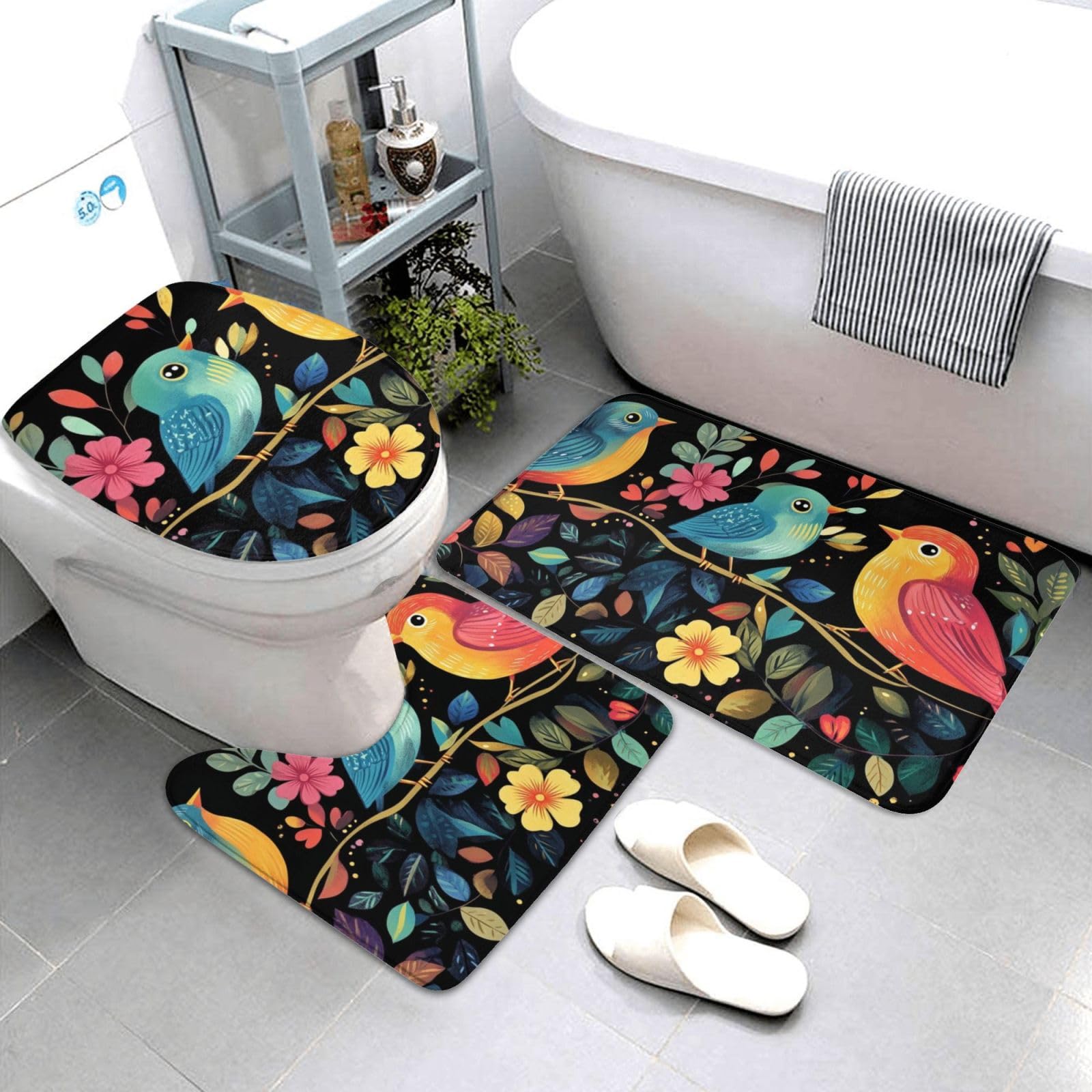 Juego de 3 alfombras de baño de 3 piezas, alfombras de baño de espuma viscoelástica suave y absorbente y alfombra de inodoro en forma de U, decoración del hogar, secado rápido