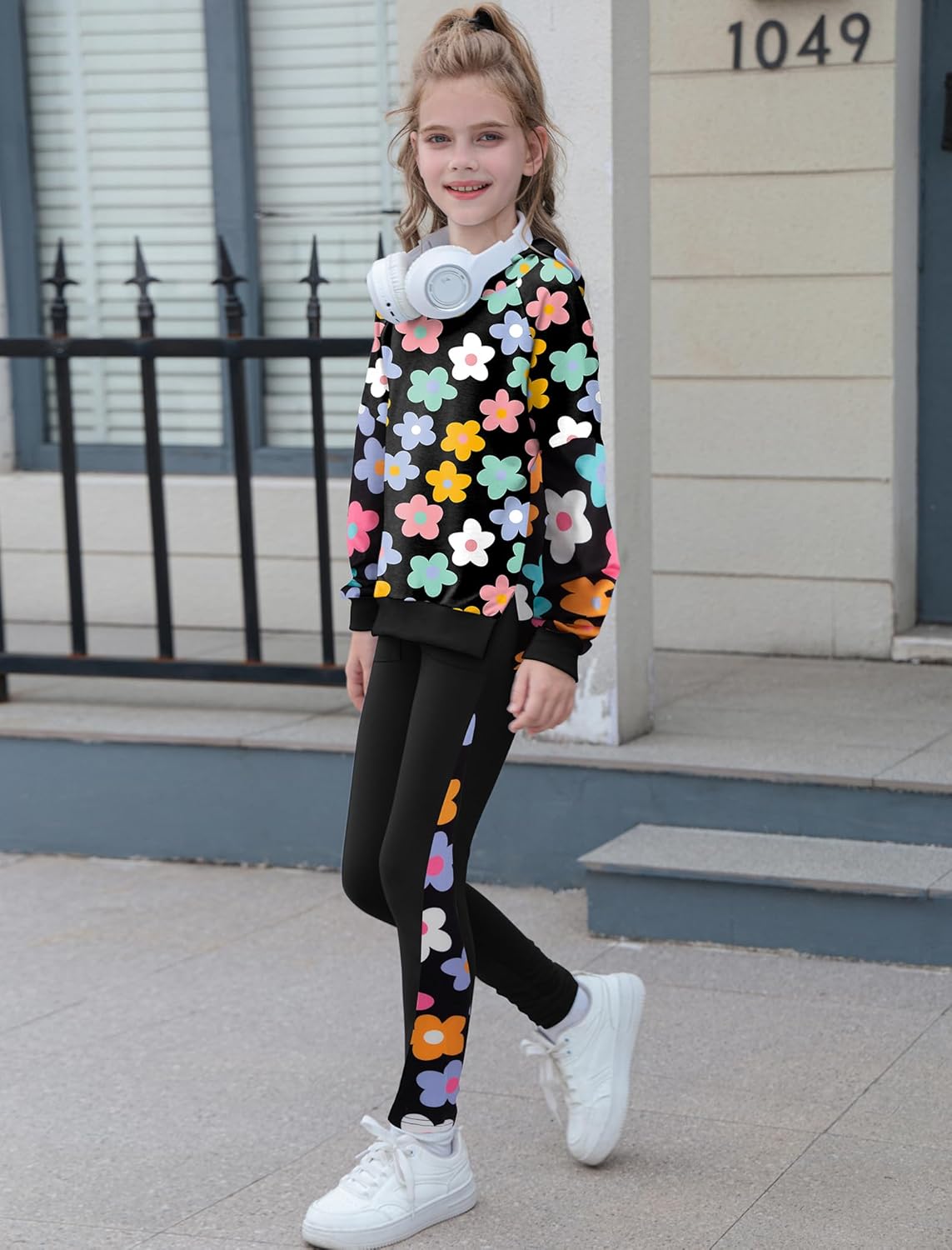 Girls Clothes Size 8 Fall Clothes Sweatsuit for Kids Black Hoodie with Leggings Sweatpants - Image 4