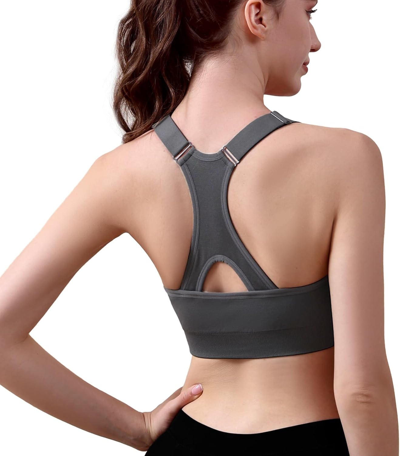 Double Couple Sports Bras for Women Adjustable Medium Impact Racerback Padded Sports Bra for Yoga Gym Fitness Workout - Image 8