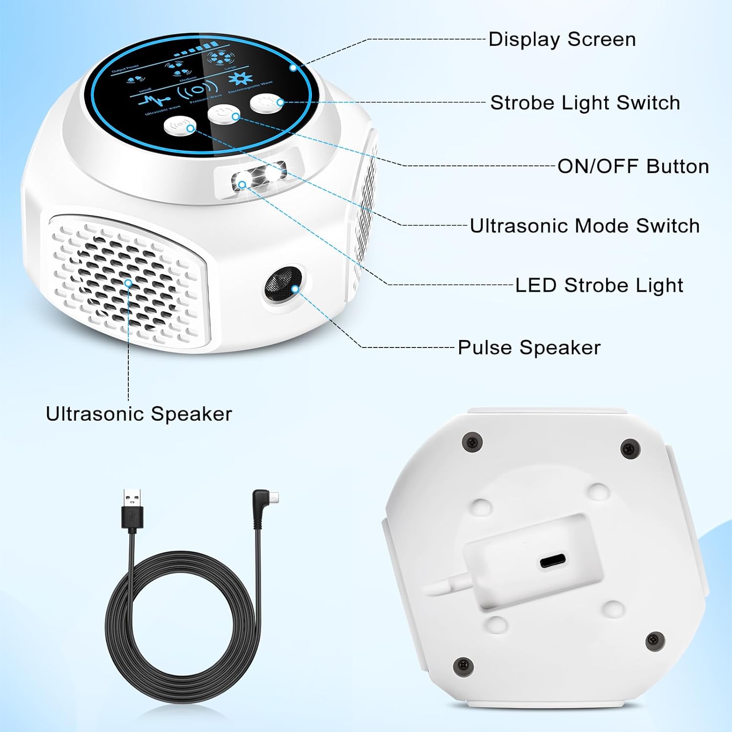 Ultrasonic Pest Repellent Indoor Plug in, Mouse Trap for Home Mice Repellent Rodent Repellent, Keep Away Mouse, Rats, Squirrels, Bats, Roaches, Spiders, Suitable for Room, Attics, Garages(White)