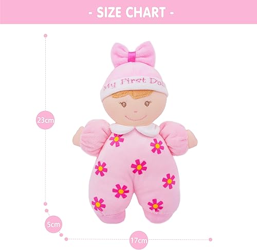 Miniatura 6 de June Garden 9" My First Doll Sienna - Soft Plush Baby Doll with Rattle - Pink Outfit Siena