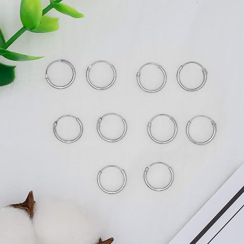 Miniatura 6 de Pendientes de aro redondos de plata de ley 925 de 0.394in para mujer, juego de 5 pares