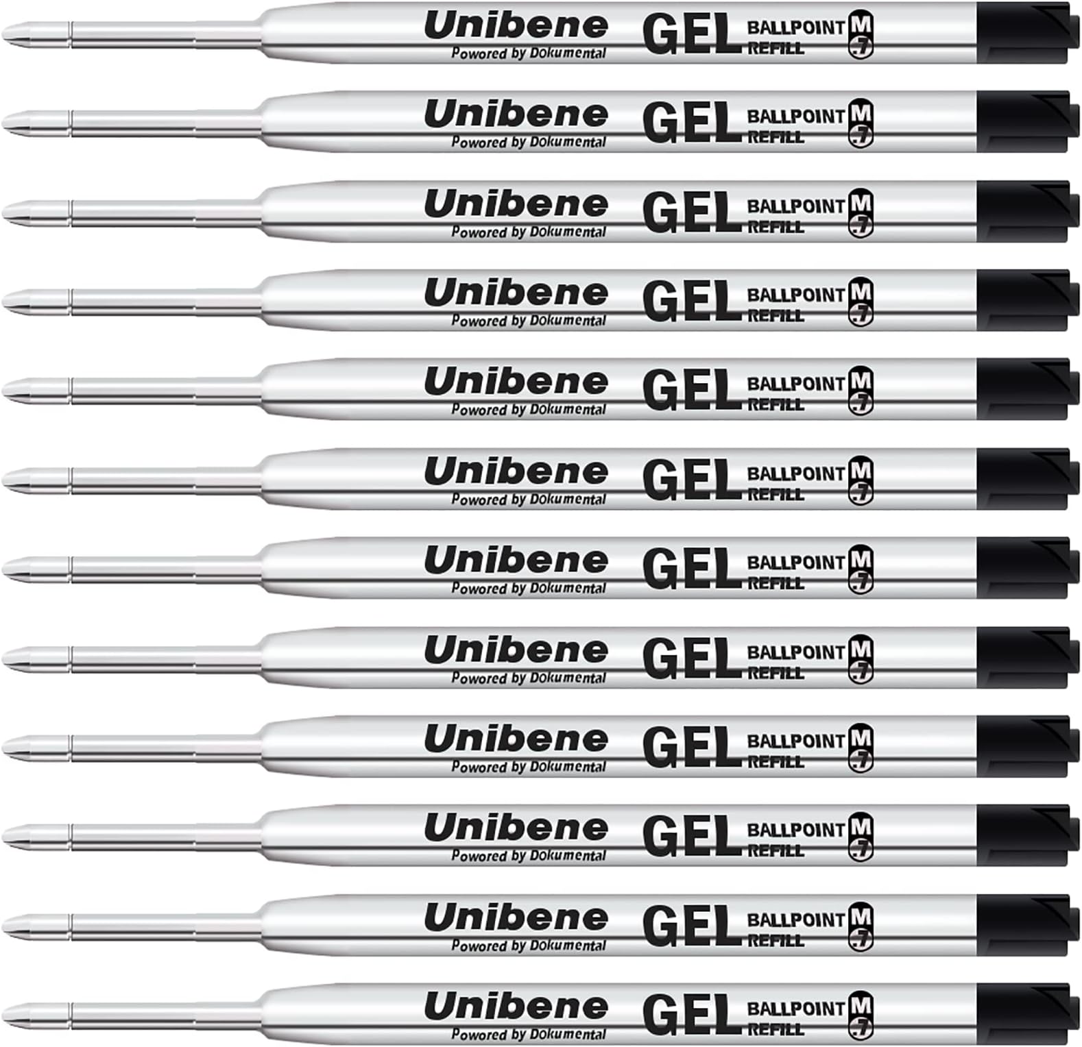 Unibene Parker Compatible Gel Ink Ballpoint Refills 12 Pack,0.7mm Medium Point-Black, Smooth Writing Replaceable German Ink Tactical Pen Refills for Parker Ballpoint/UZI Pen