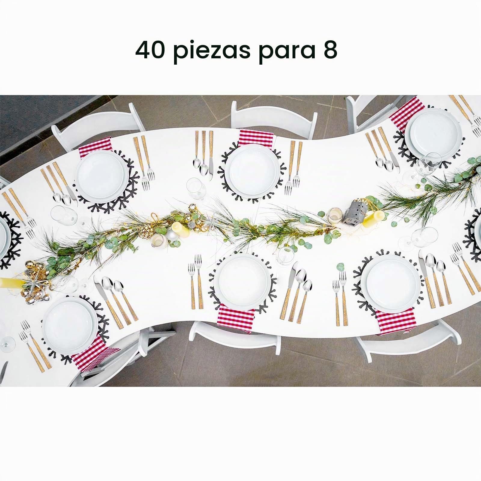 SNAIL GARDEN Juego de cubiertos de acero inoxidable de 40 piezas para 8, juego de cubiertos de acero inoxidable con adornos dorados con cuchillos, tenedores y cucharas, juego de cubiertos apto para