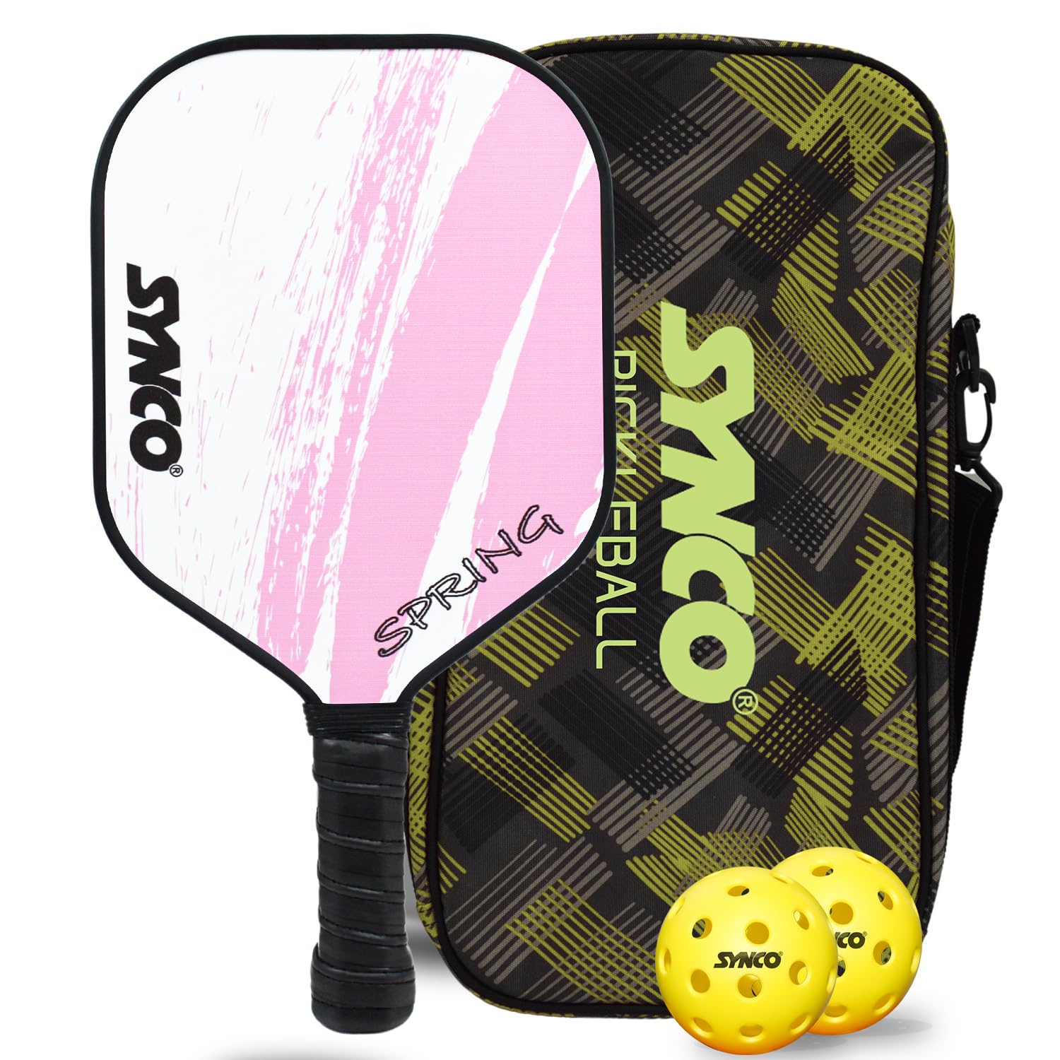 Synco Pickleball Paddle Set | 1 Pickleball Rackets and 2 Pickleballs with Carry Bag | Fiberglass Lightweight Racket with Cushion Comfort Grip (12mm, Spring Pink) (B0D2DL631W) Amazon Price History, Amazon Price Tracker
