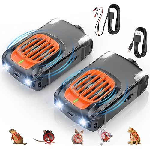 2025 Upgraded Mouse Repellent, 2 Pack Rodent Repellent for Car Engines, Ultrasonic Repellent Plug in, 4 Strobe Lights Repeller Under Hood, Keep Mice Away from Car Engines, Room, Indoors, Outdoors