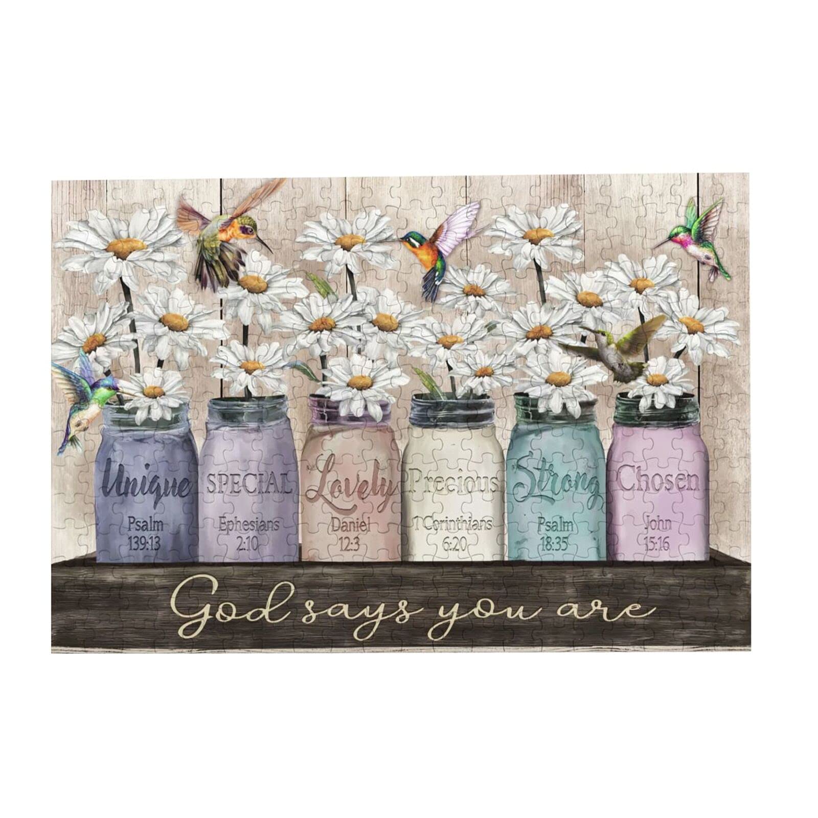 God Says You are Unique Special Lovely Precious Strong Chosen 300 Piece Jigsaw Puzzles, Interesting Puzzles Challenge Assembling Toys for Adults Home Game