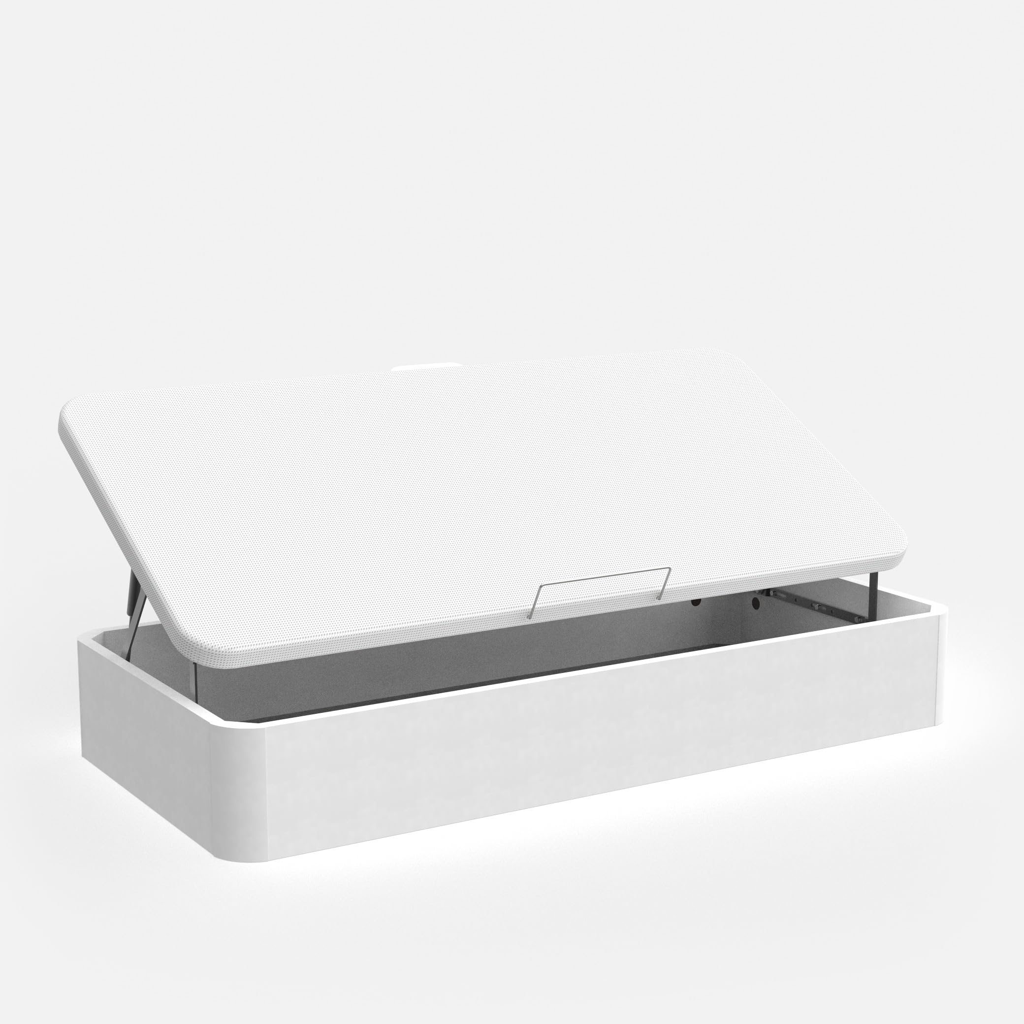 Canapé abatible Eco · Apertura Lateral; Gran Capacidad; Cajón Madera; Cajón Blanco; Tapa Blanca; Tejido 3D Transpirable · 120x180cm · Blanco