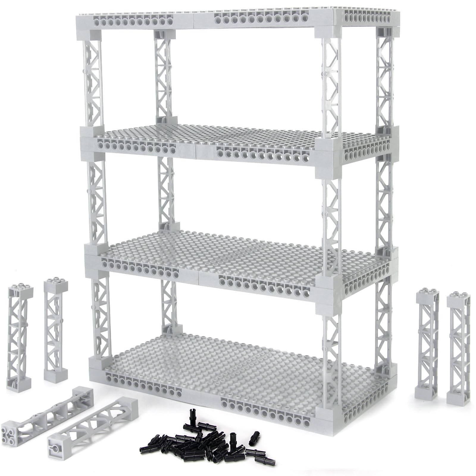 Feleph Plates 16x16 with Support Girder Bricks Set Multi-Tier Display Shelf