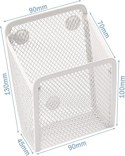 Miniatura 3 de Soporte magnético para lápices, cesta de malla de acero inoxidable para bolígrafos, organizador de almacenamiento de utensilios de escritura de