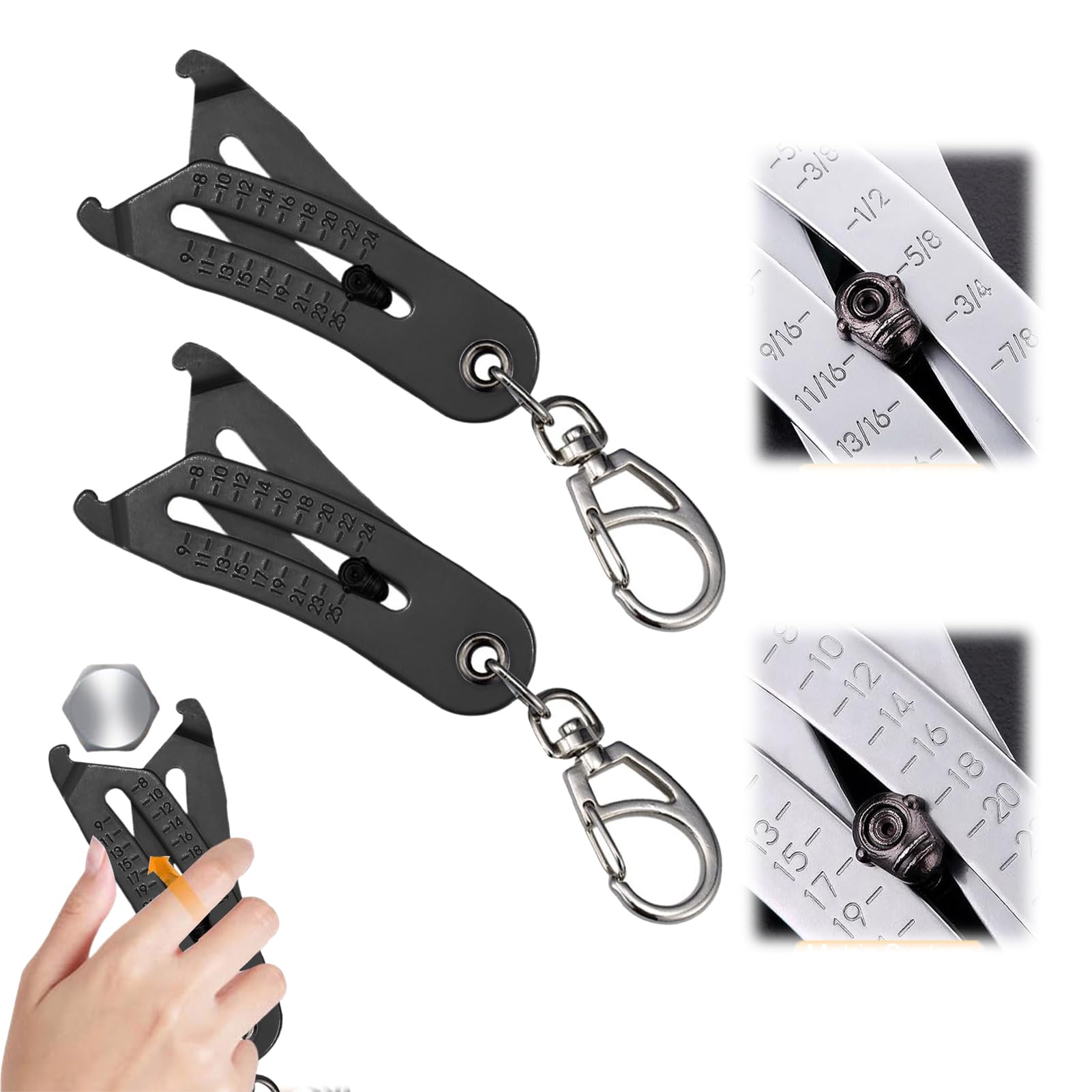 Yamaler Portable Precise Thread Size Checker Keychain - Bolt Size Finder Keychain, Nut and Bolt Thread Gauge Identifier