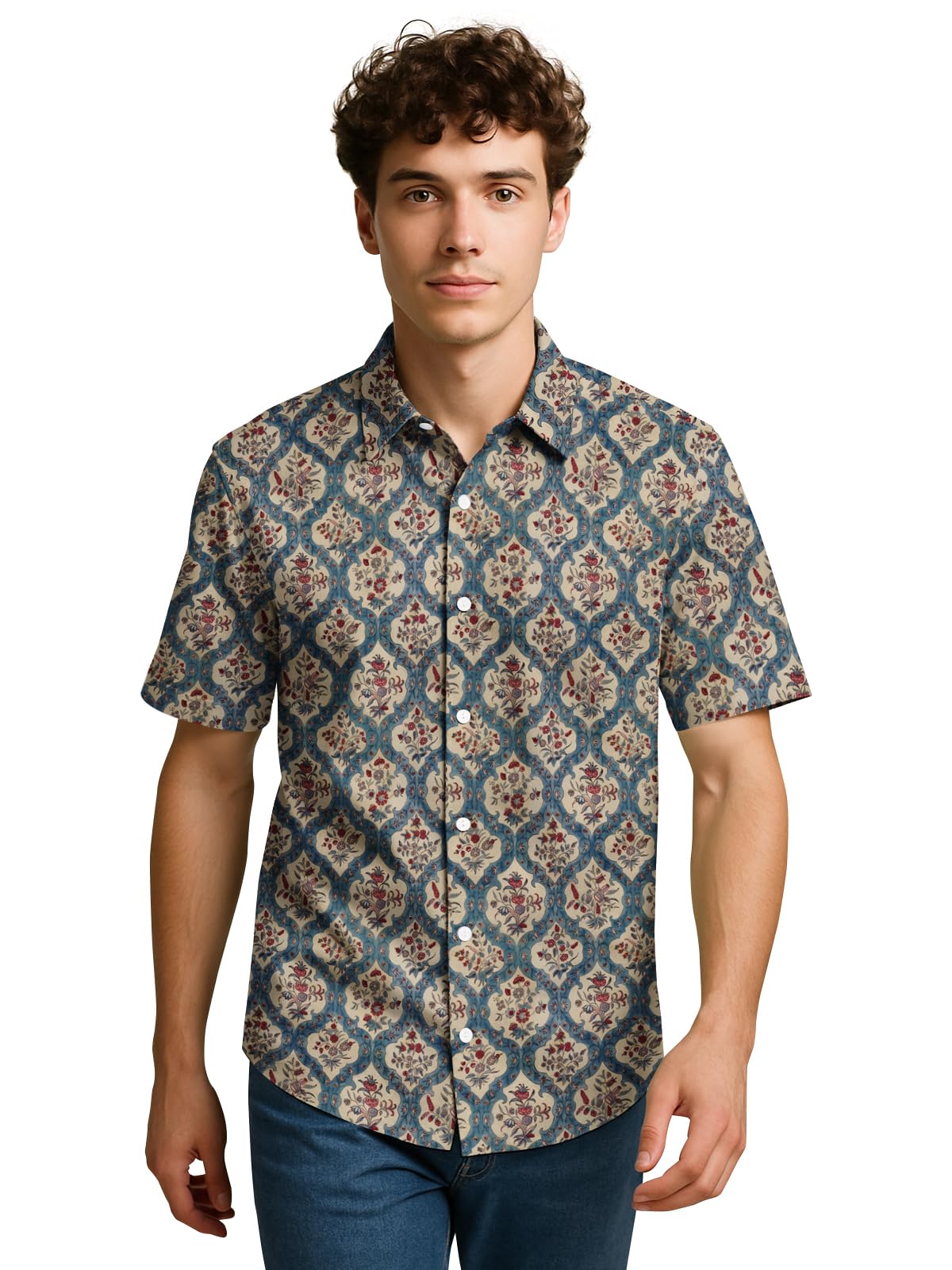 BULLMER Trendy Regular Fit Cotton Blend Printed Casual Half Sleeve Shirt for Men | Stylish Mens Casual Shirts | Shirts for Men