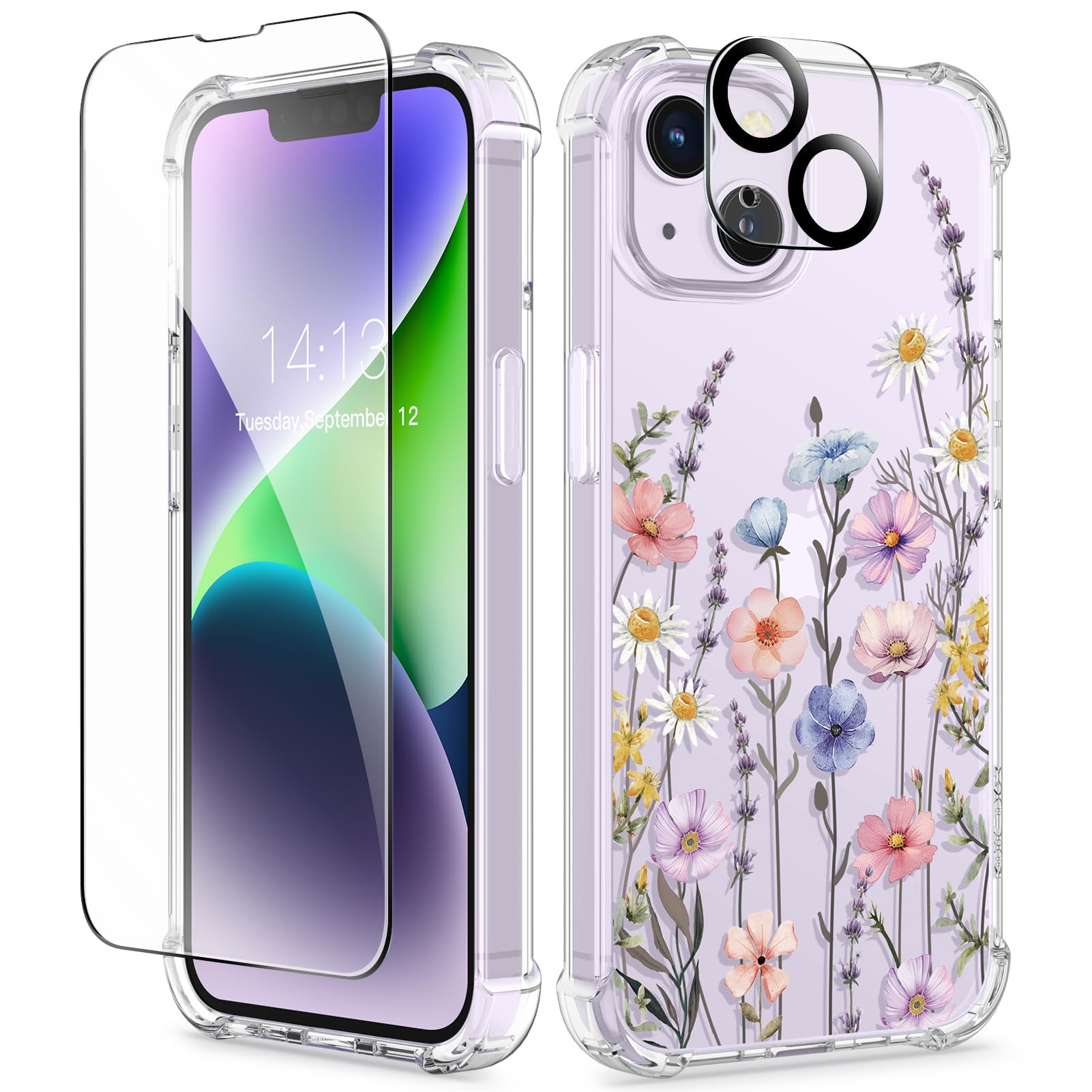 GVIEWIN for iPhone 14 Case Floral