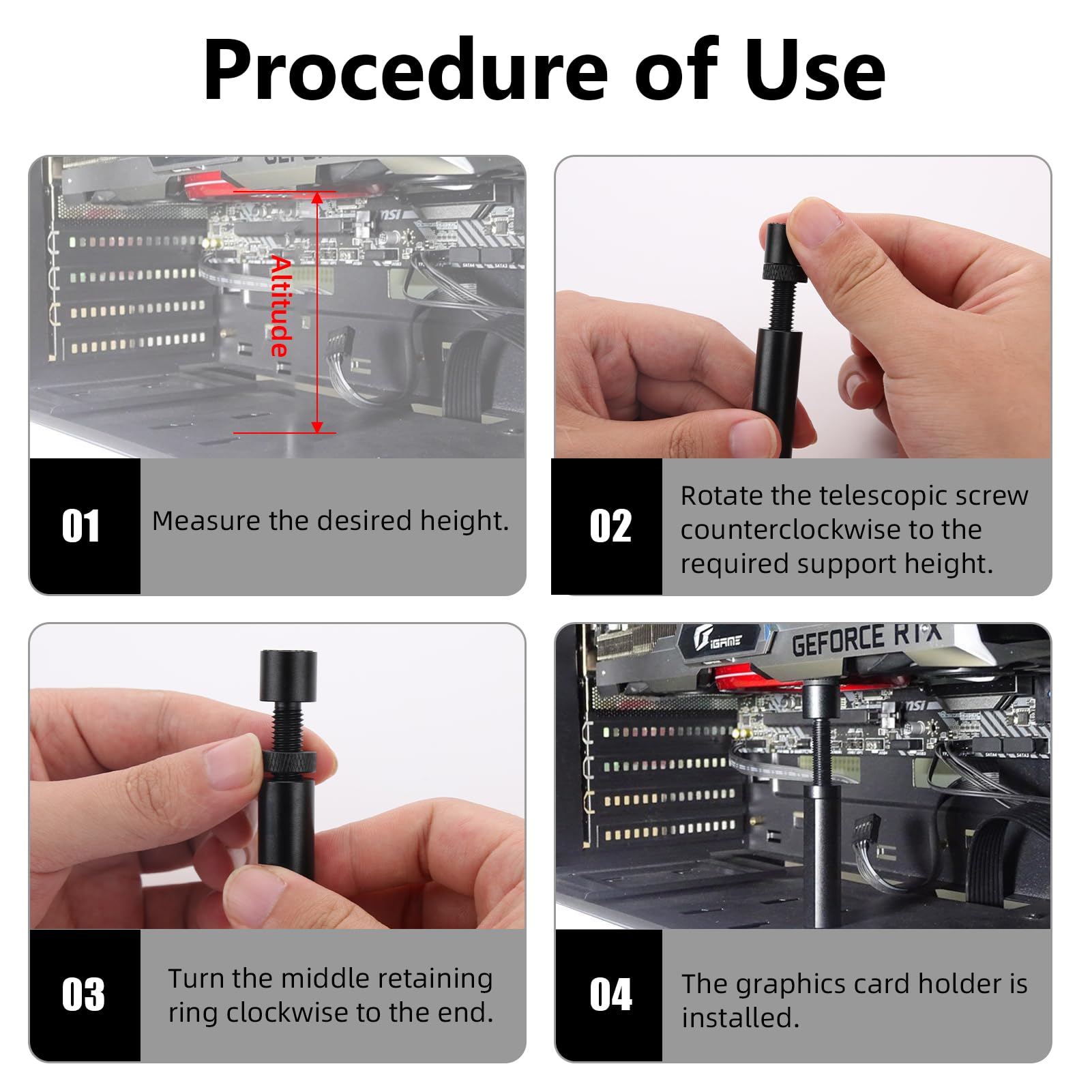Ownkim Grafikkartenunterstützung: Stabilität und Haltbarkeit für GPU, Halterung für Videokarten, verstellbares Design, magnetisch und kratzfest, eloxiertes Luftfahrt-Aluminium