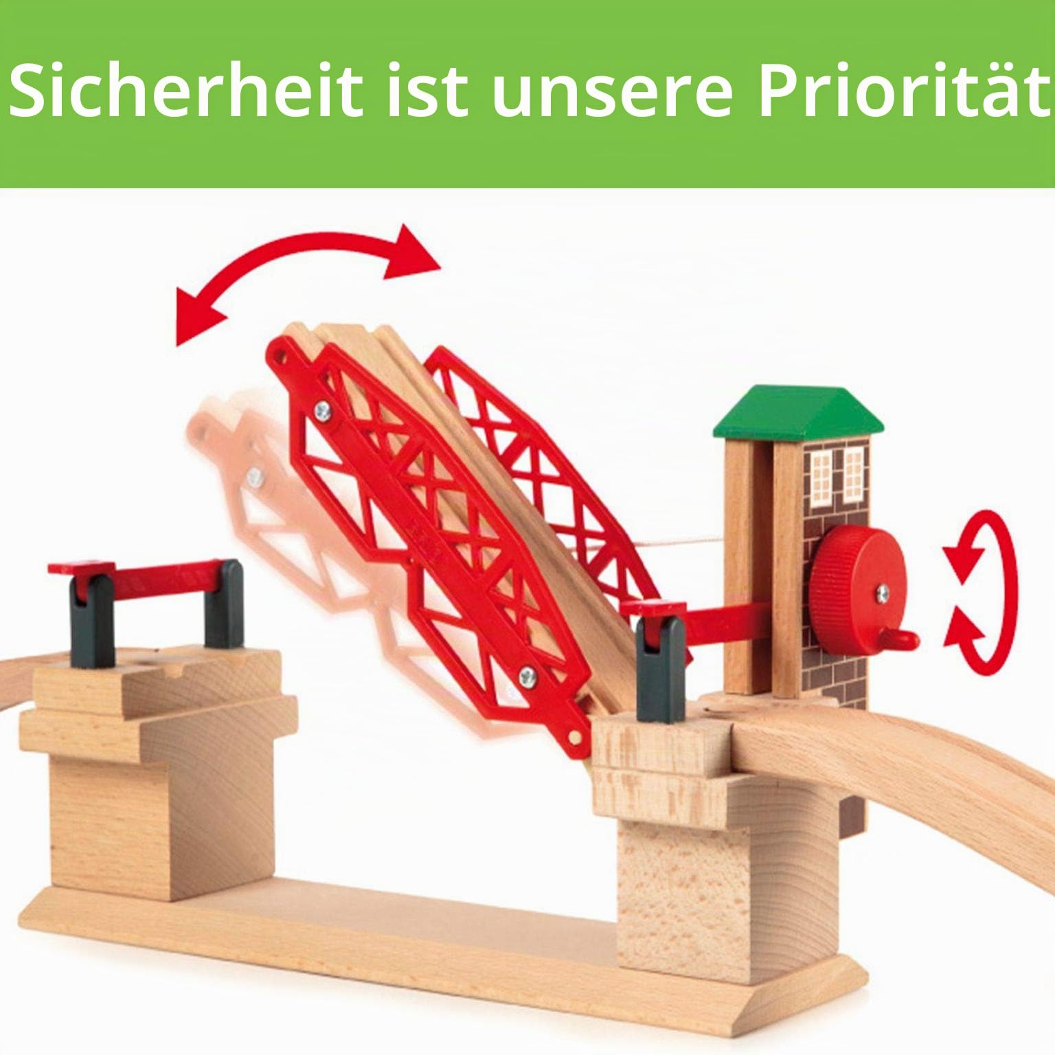 BRIO World IR Express Reisezug – Elektrische Lokomotive mit Fernsteuerung – Zubehör World & World Hebebrücke – Eisenbahnzubehör Holzeisenbahn