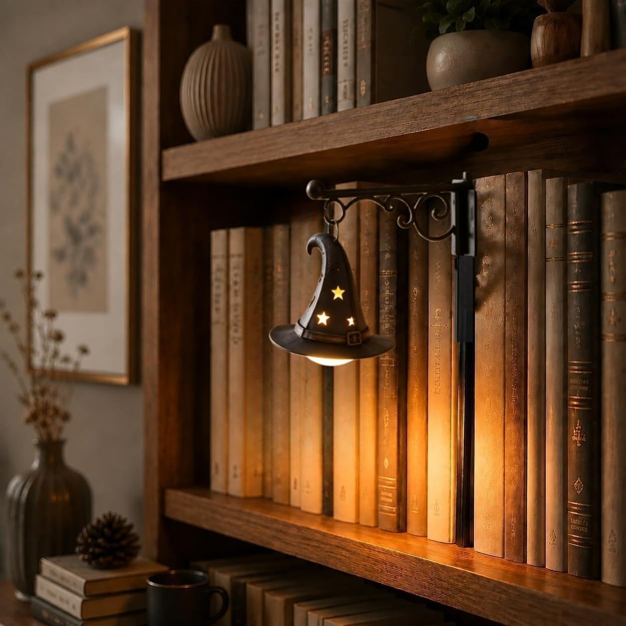 Encomag E Ncomag Library Lantern-Decorativ Bookshelf Lighting, Mini Bookshelf Lamp