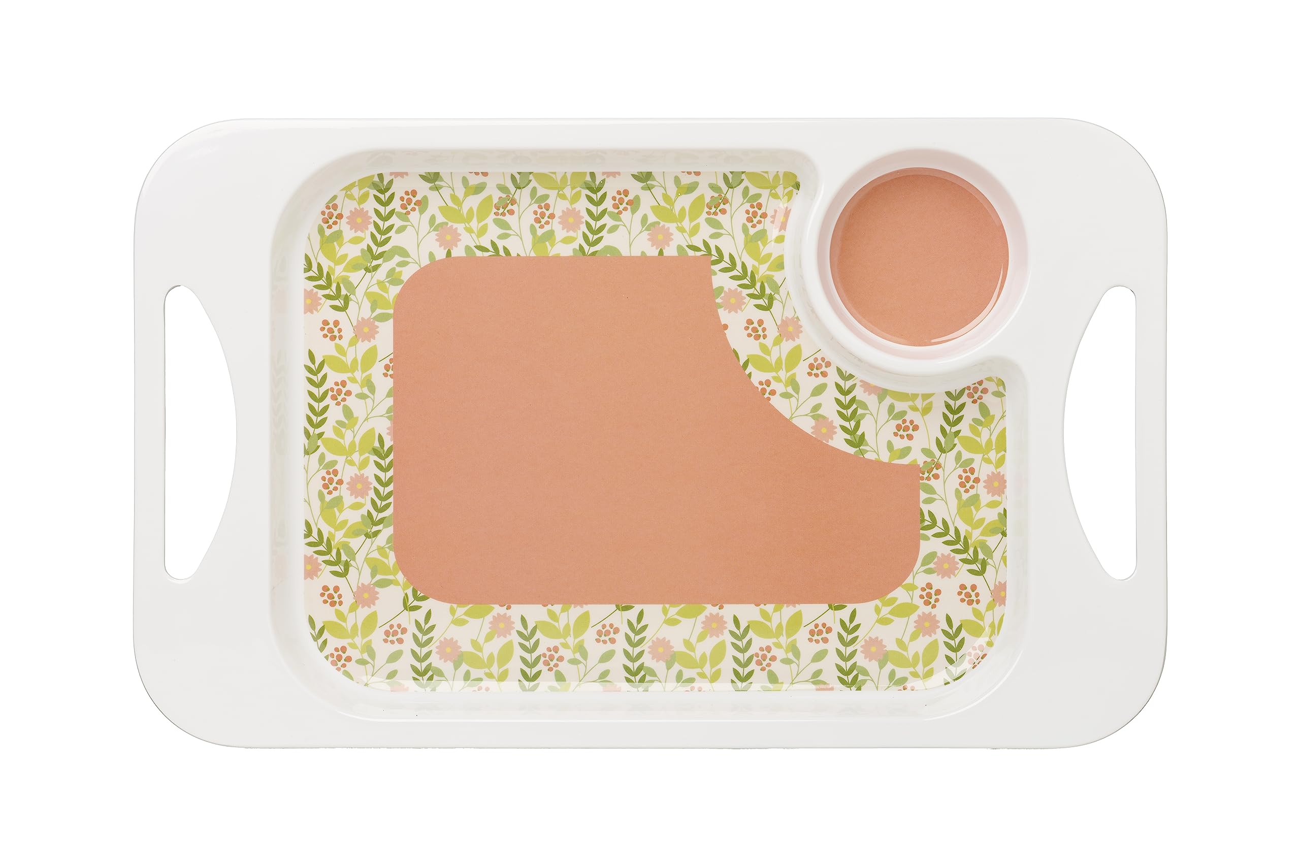 Rosa Lifestyle Peach Lightweight Melamine Snack Tray With Handles - Rectangular 33.8Cm X 20.6Cm - Lightweight Tea & Sandwich Tray - 345G