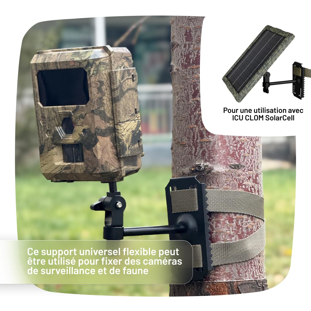ICU CLOM FlexMount - Support pour caméras de surveillance, support universel flexible, filetage 1/4 pouce, compatible avec les caméras de surveillance et les panneaux solaires ICU CLOM SolarCell