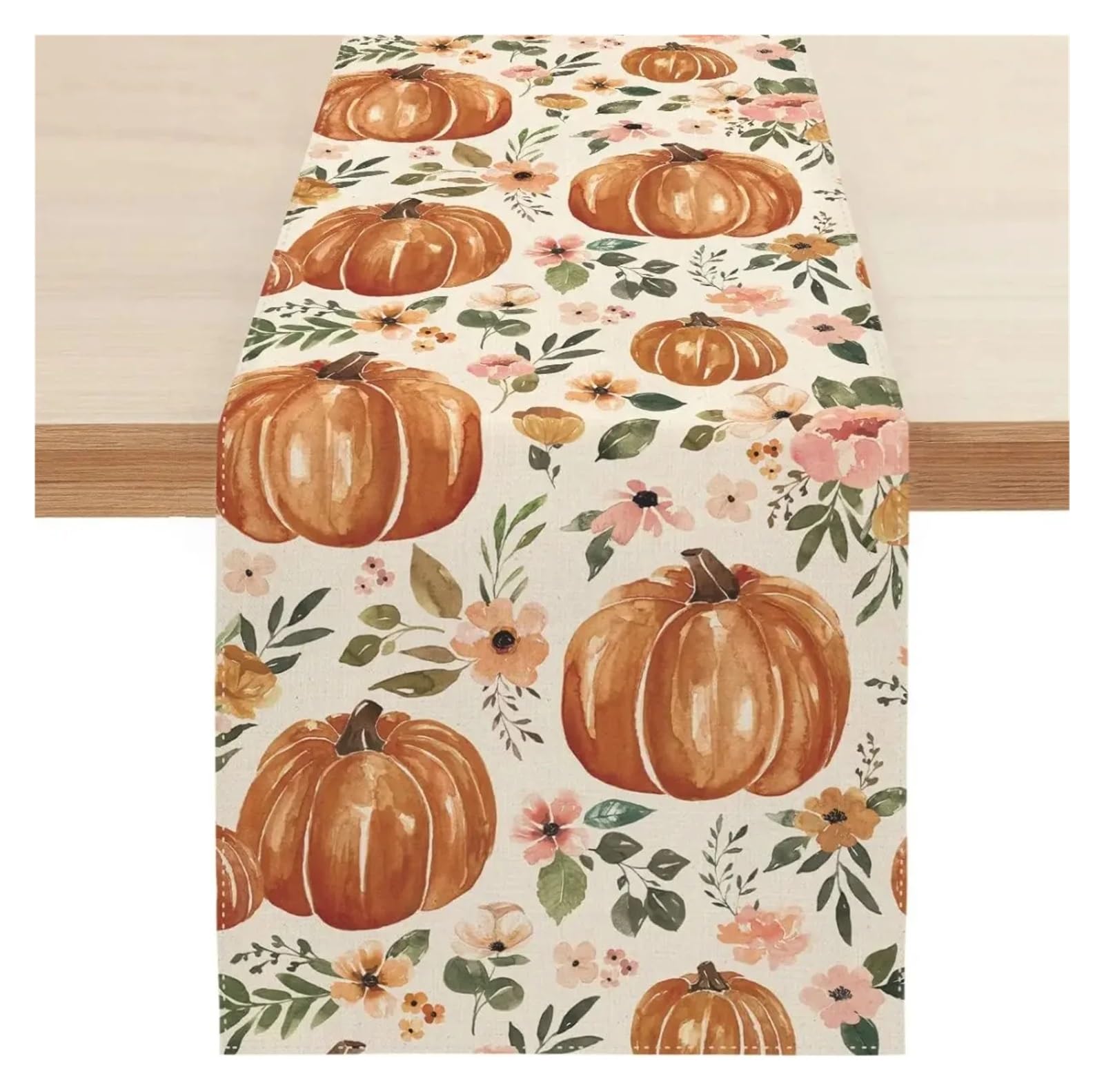 Table Runner Table Runners Fall Pumpkin Maple Leaves Linen Autumn Plaid Farmhouse Party Kitchen Dining Decor(D,200x33cm78x13inch)