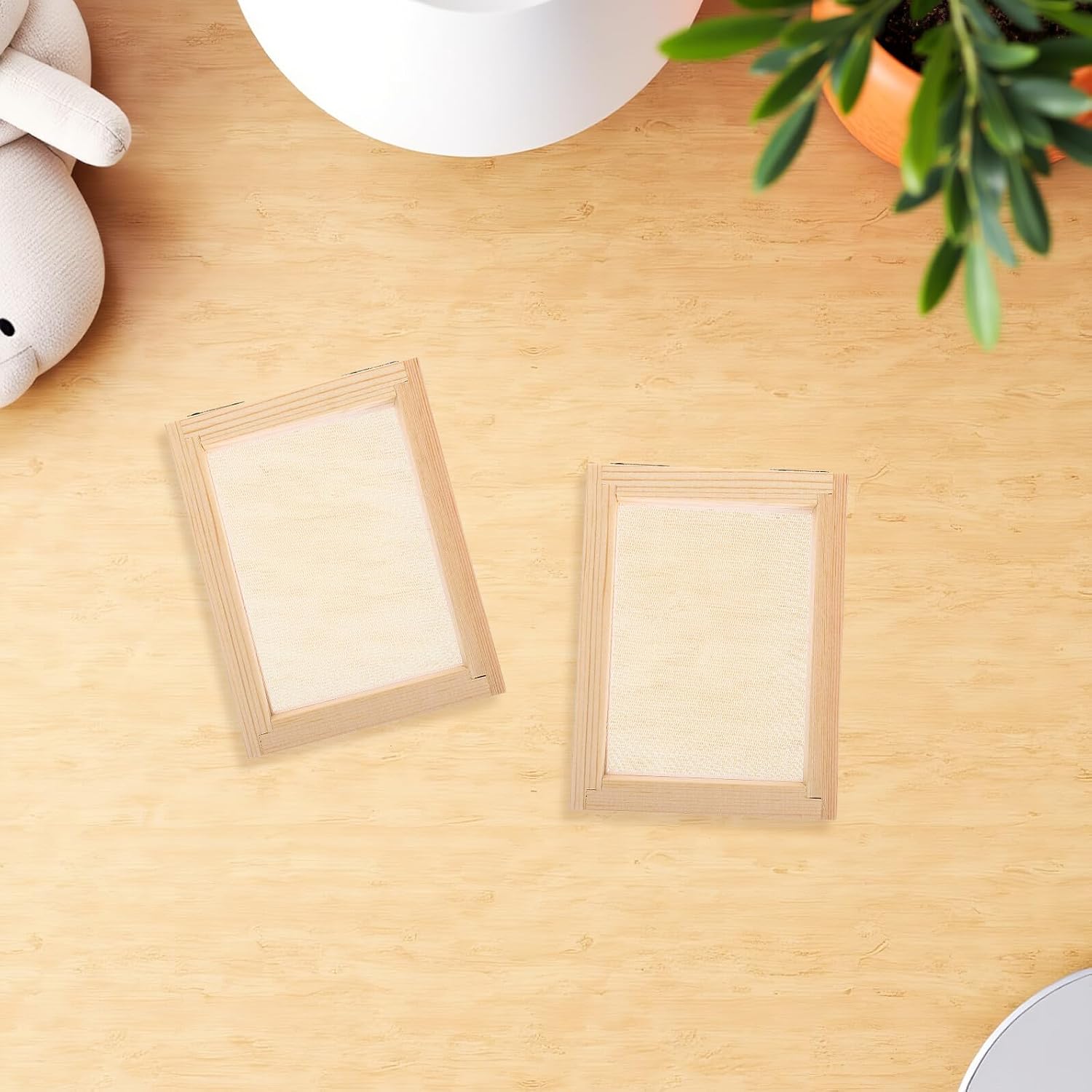 SEWOART 3pcs Wooden Papermaking Screen and Wood Picture Frame, Natural Pine Wood Material, 10x13x2.2cm DIY Craft Mold for School Art and Handmade Paper Making