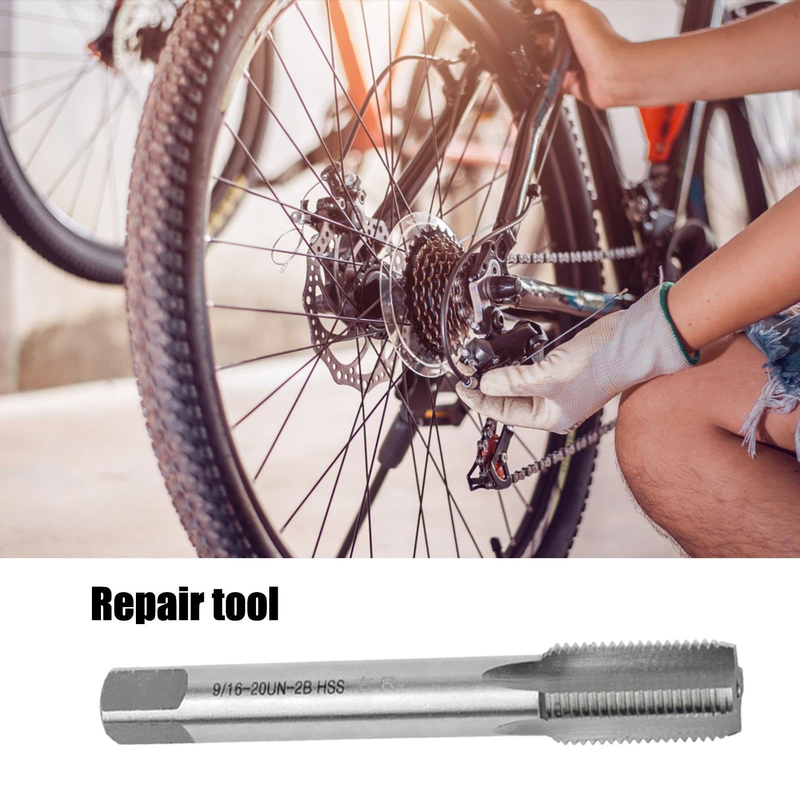 Kit d'outils de taraudage pour vélo 9/16"-20 - Outil de réparation de filetage de pédale de vélo | Réparation de filetage de vélo, tige de taraudage pour manivelle de vélo, taraud de machine et