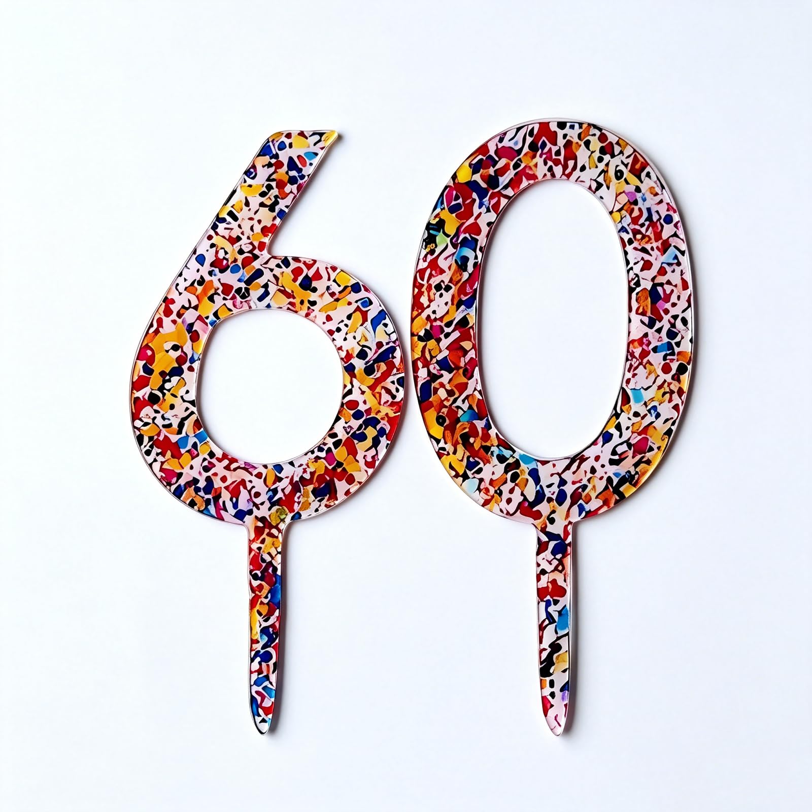 6&0 Number Cake Topper for 60th Birthday, Diamond Wedding Anniversary (Style 4)