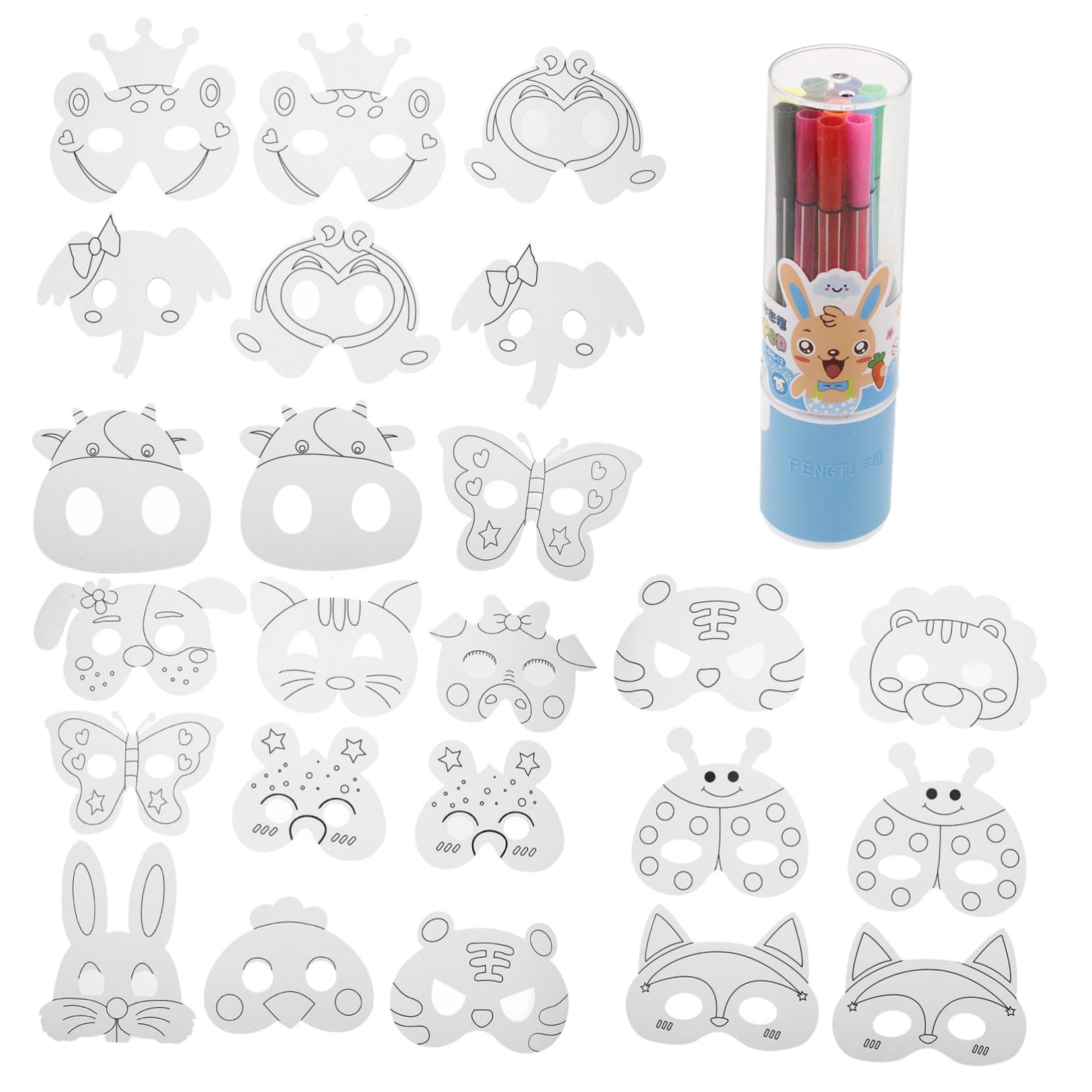 Kisangel Masque Animal Pour Garçon Fille Masque Vierge à Peindre Et Décorer Papier Inachevé Style Animal De Peinture Papier Soi-même De Bricolage Pour Garçon Fille