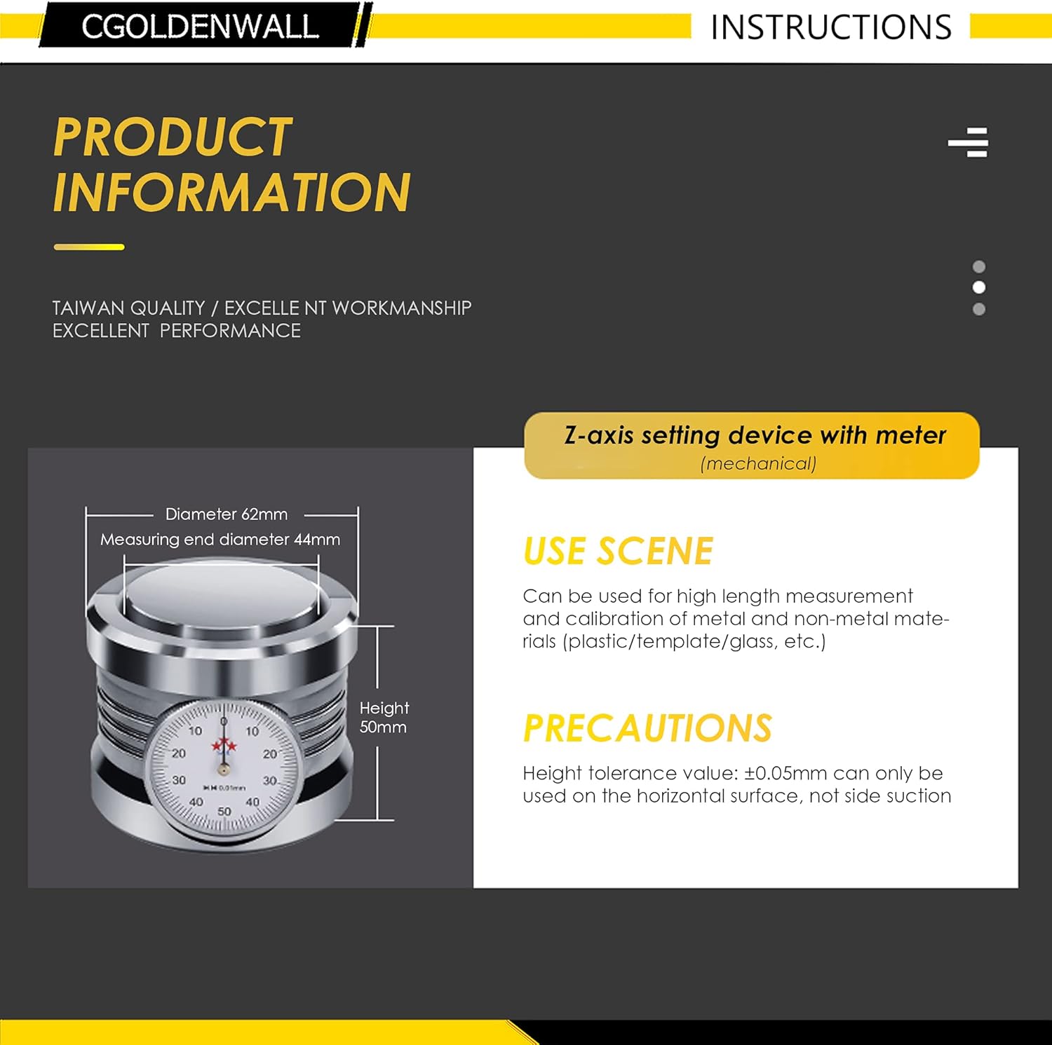 Black Friday - 40% OFF CGOLDENWALL Z Axis Zero Pre-setter Tool Setter for CNC Router Mach3 50mm ± 0.005mm Magnetic