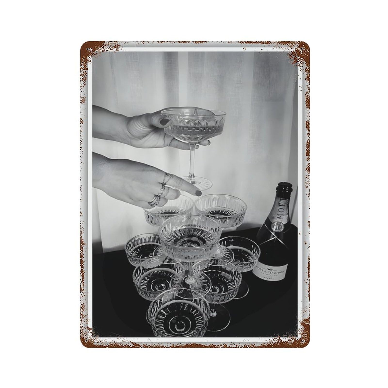 xiaoxiaoshen Vintage Champagne Wall Decor Art Metal Tin Poster Modern Home Decor Art Home Bar Shop Decorations Vintage Sign 40x30cm
