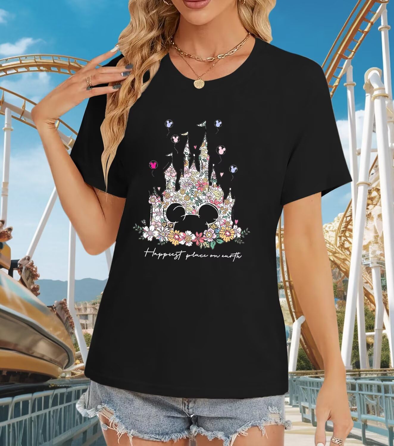 Magical Kingdom Shirts Castle T Shirts for Women Graphic Tee Casual Holiday Vacation Short Sleeve Tee Tops - Image 4