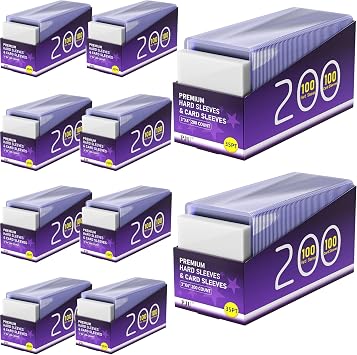 2000 Card Sleeves Hard Plastic, Premium Baseball Card Sleeves, 3" x 4" Trading Cards Holder, Sports Football Game Cards Protectors Top Cases 1000 Hard Sleeve + 1000 Soft Sleeve
