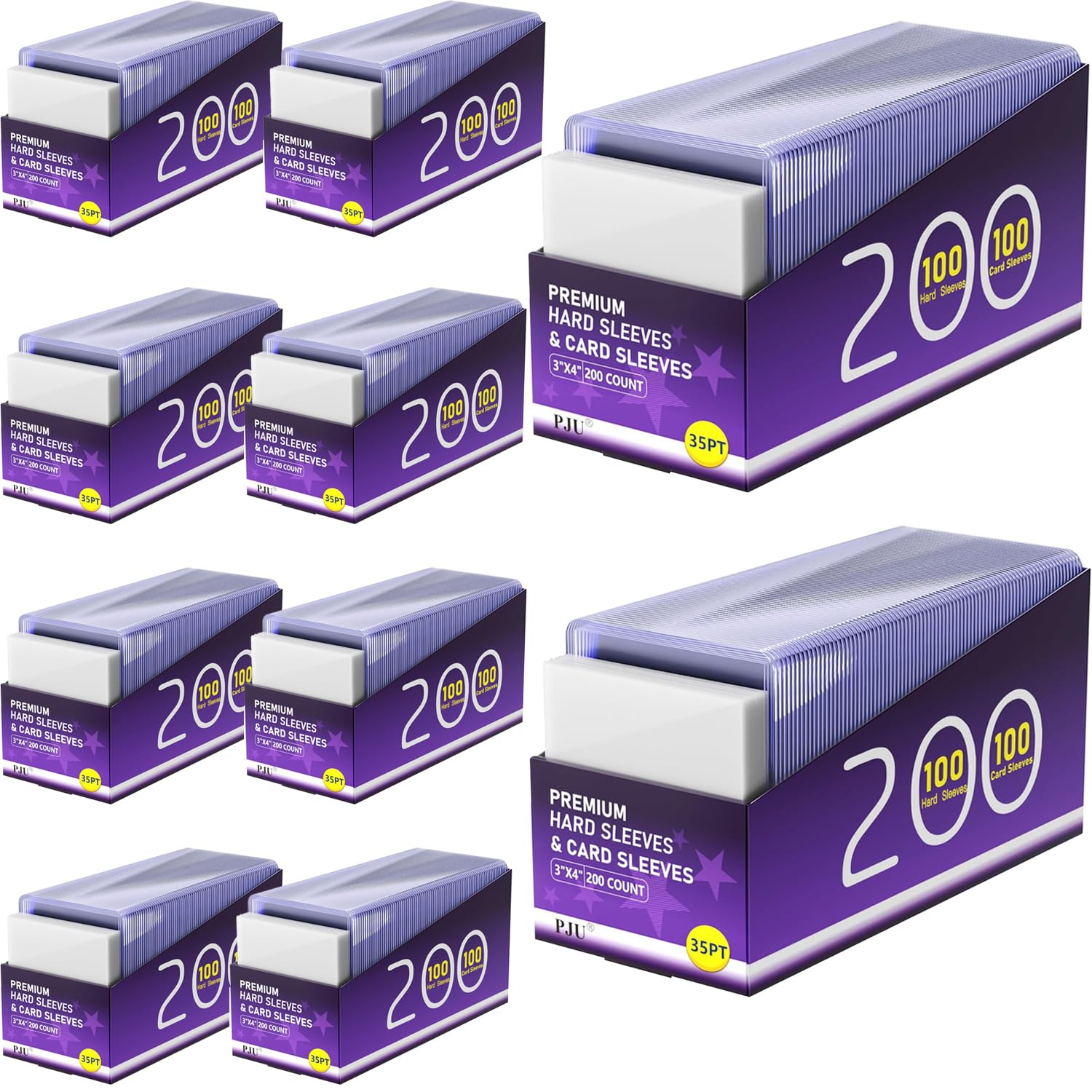 2000 Card Sleeves Hard Plastic Premium Baseball Card Sleeves 3 x 4 Trading Cards Holder Sports Football Game