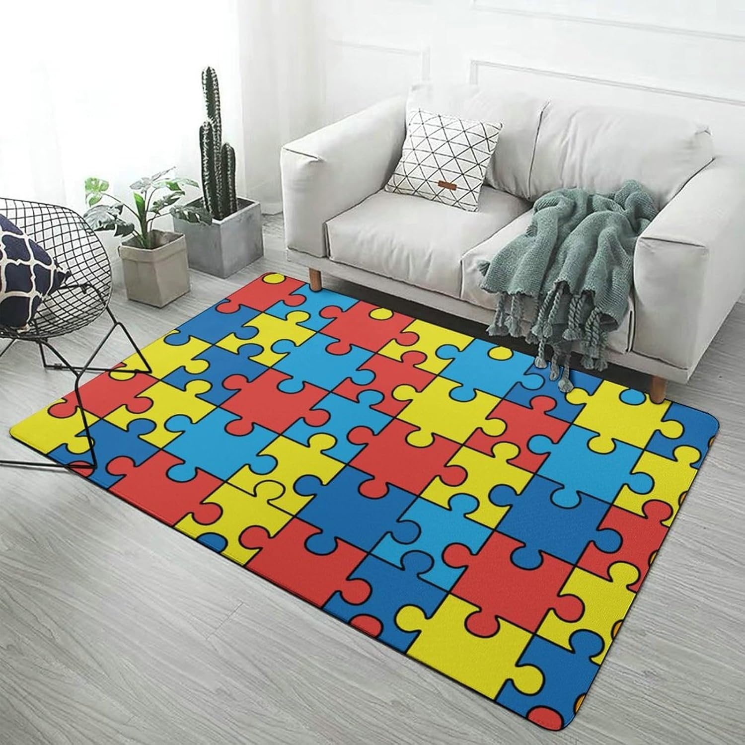 Amazon.com: Modern Area Rugs 3x5 Feet, Autism Awareness Day Puzzle ...