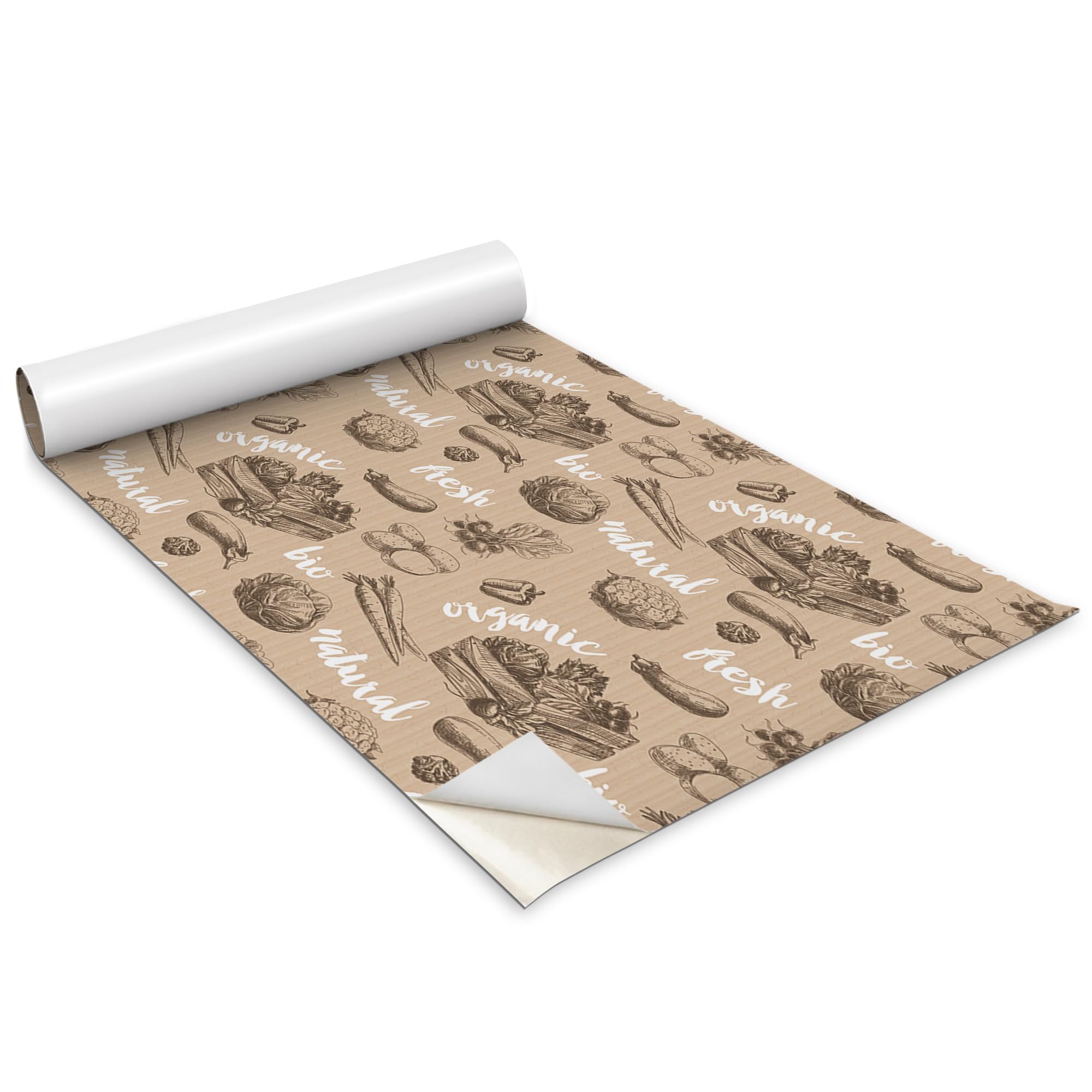 Papel pintado de verduras naturales mate autoadhesivo Wallfluent para decorar muebles 100x50 cm