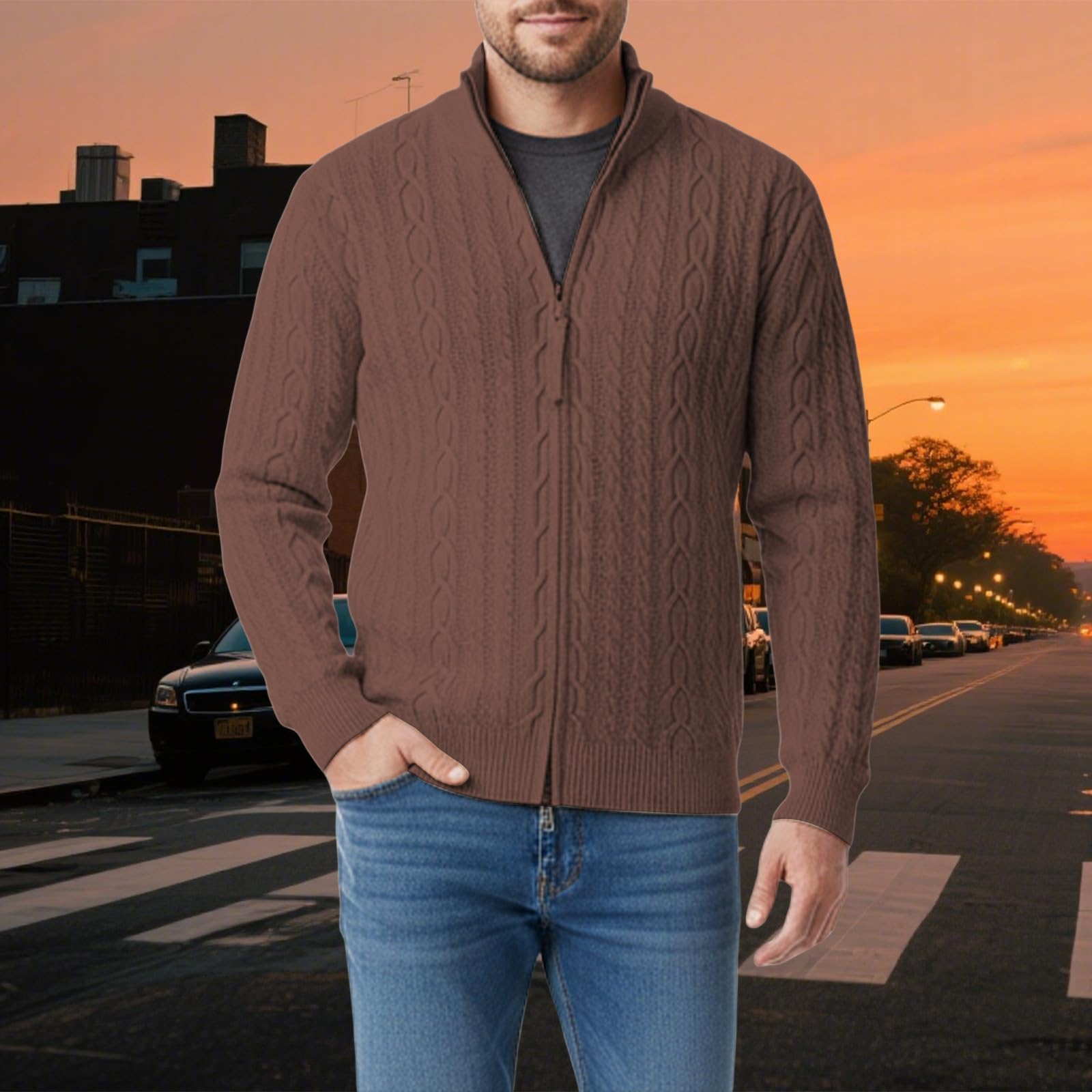 Cappotto Uomo con Collo a Scialle Cardigan Maglia Pesante Giacca Invernale Calda Foderata Pile Casual Lunghe Maniche Bottoni