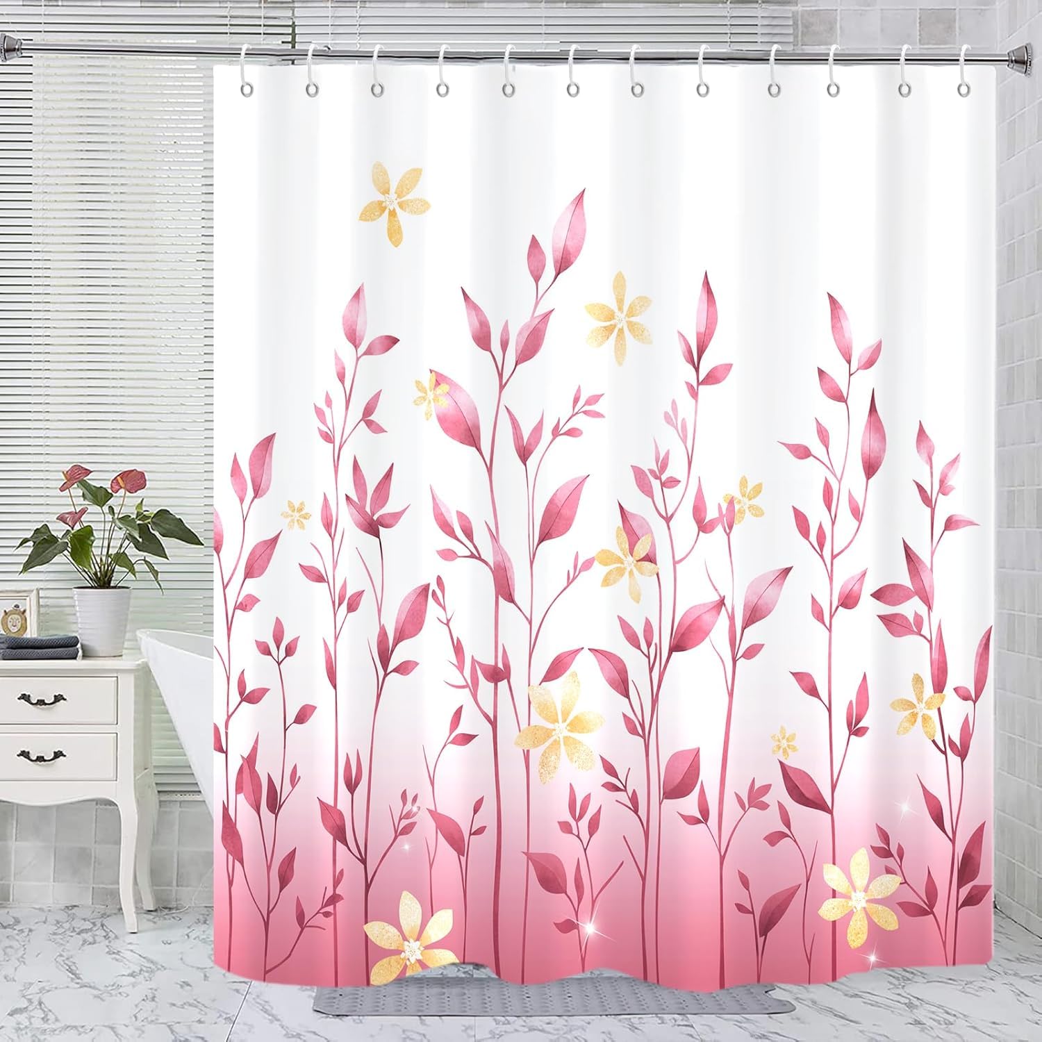 Rideau de douche eucalyptus 200x200 pour une ambiance spa naturelle
